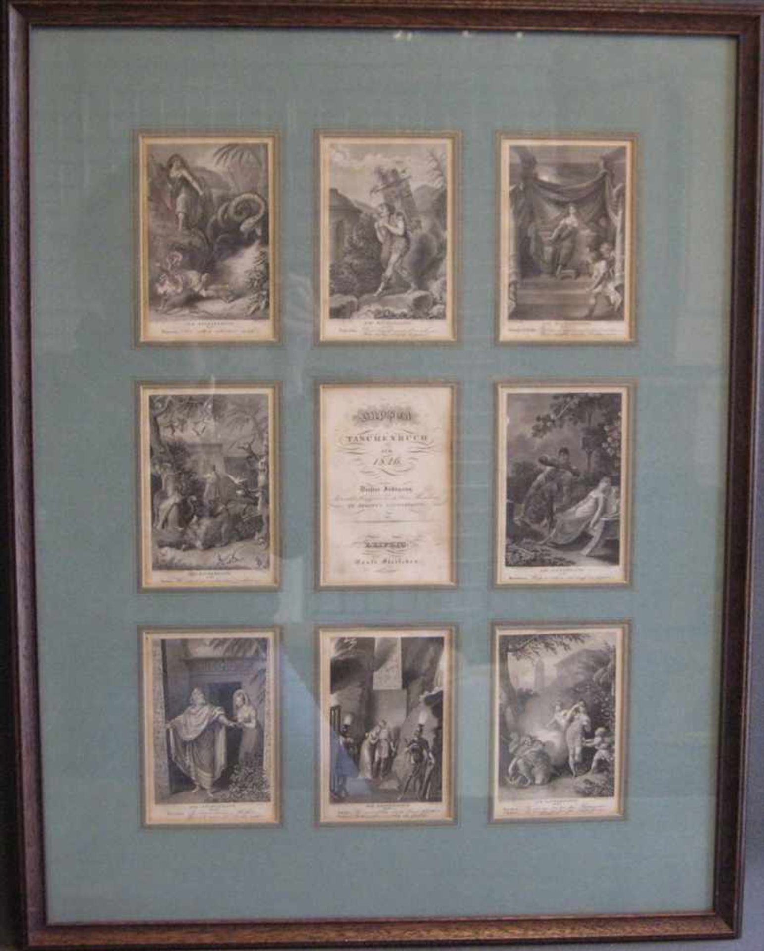 8 Kupferstiche aus Taschenbuch für 1826, 8 Kupferstiche zu Mozarts Zauberflöte, 13 x 9 cm, R.