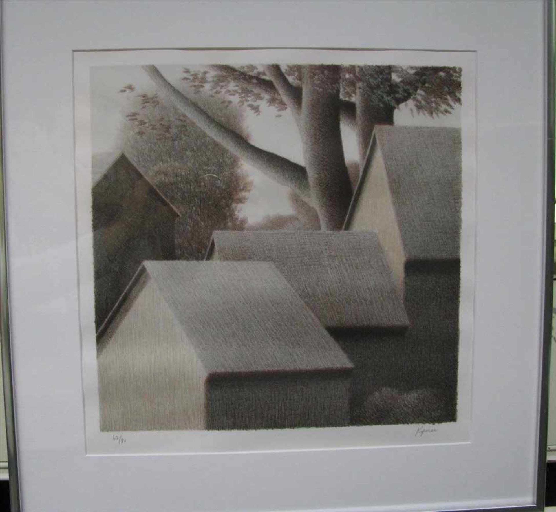 Kipniss, Robert, *1931 New York City, US-amerikanischer Maler und Grafiker, "Rooftop Fragments", - Bild 2 aus 2