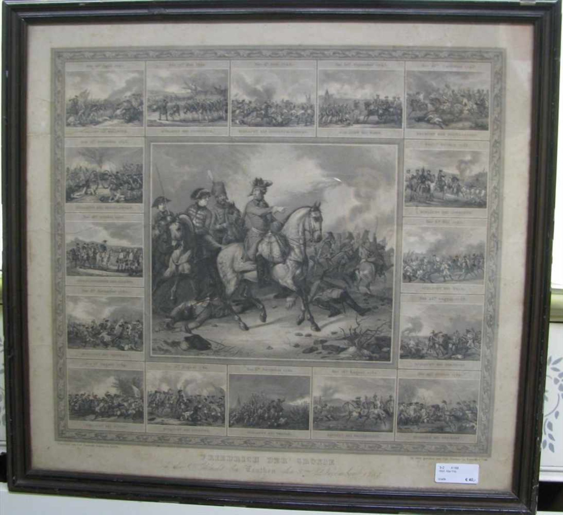 Stahlstich, Carl Deucker, Frankfurt, 19. Jahrhundert, "Friedrich der Große - Die Schlacht bei