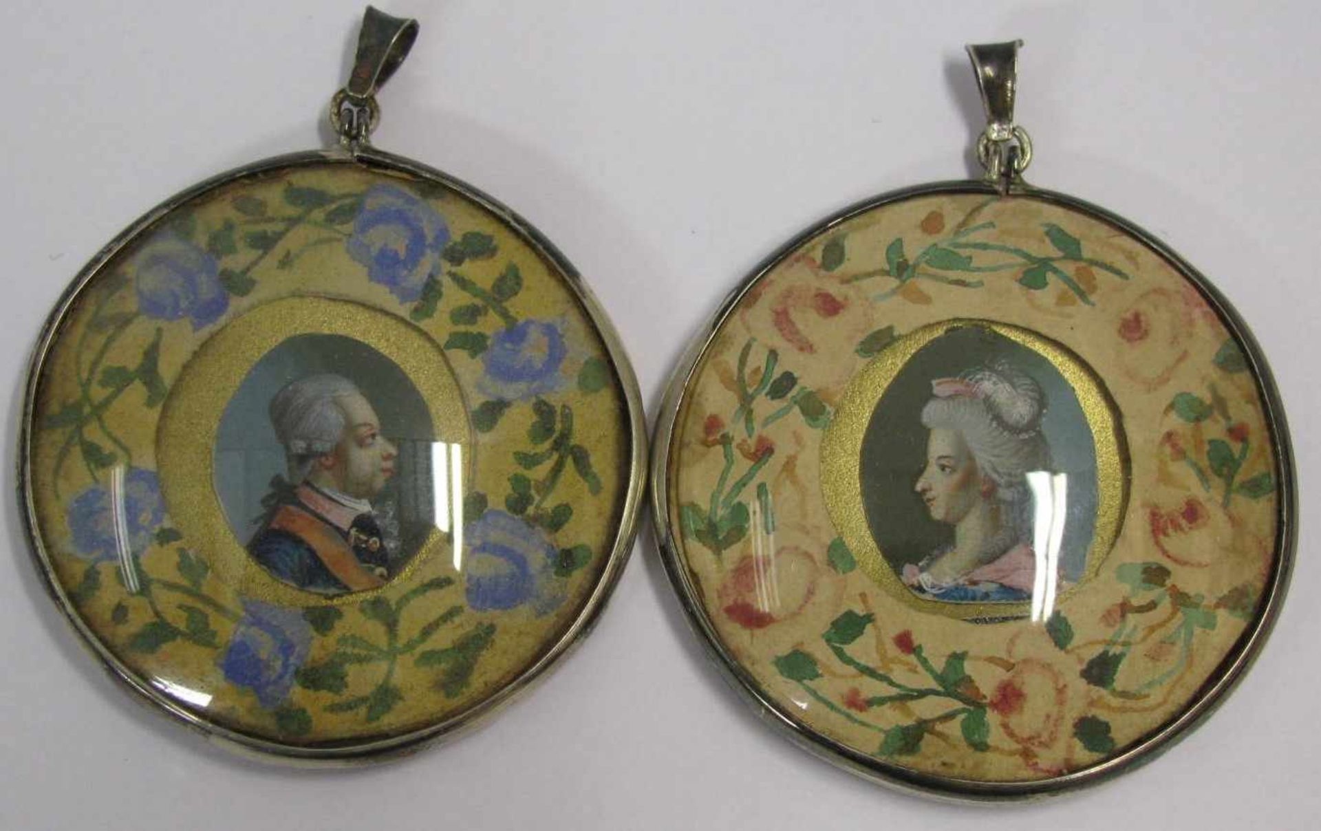 2 Miniaturen "Wilhelm V. von Oranien-Nassau" und "Wilhelmine von Preußen", 18. Jahrhundert,