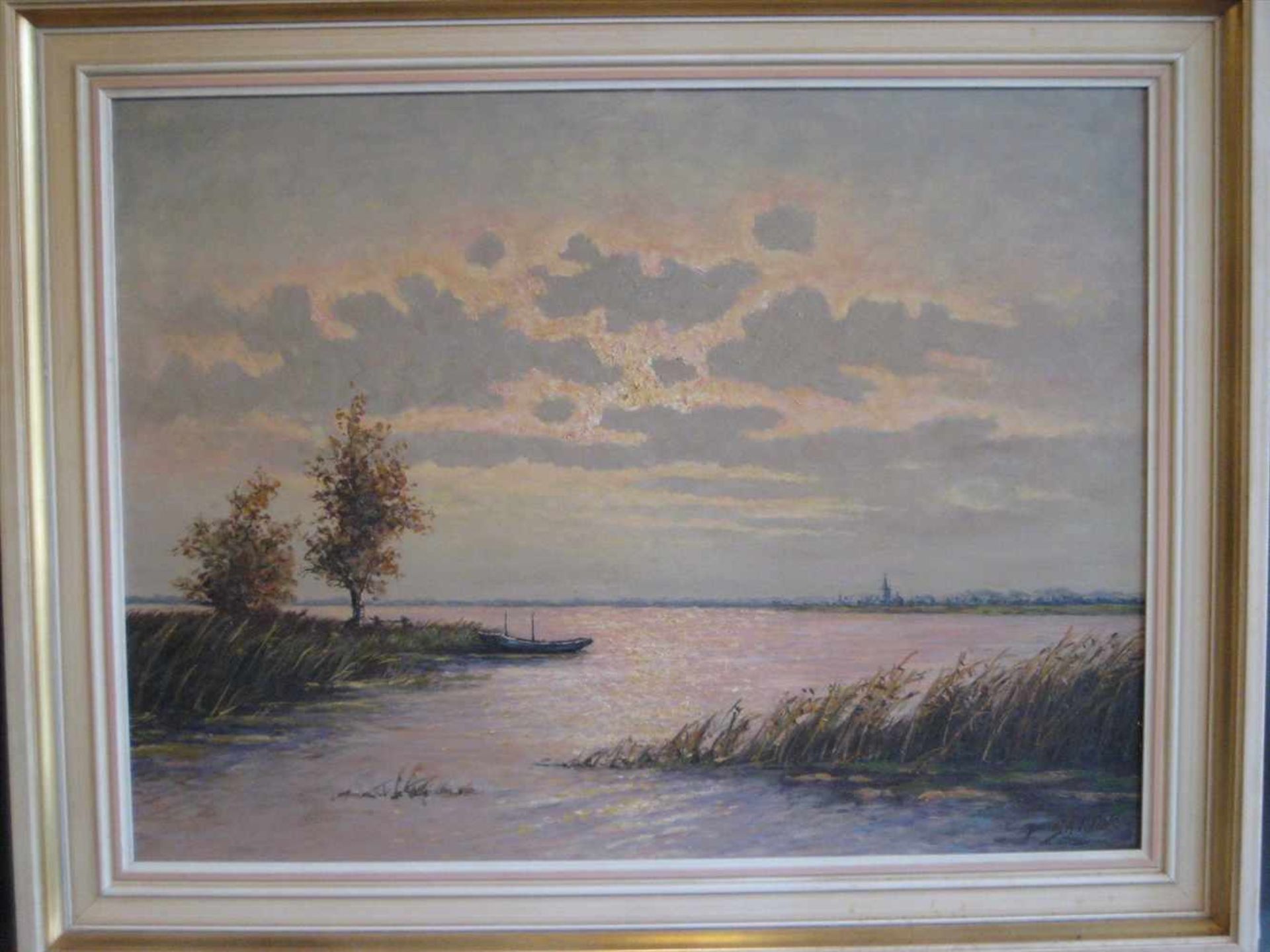 Sartor, P., "Seenansicht", re.u.sign., Öl/Malerpappe, 62 x 81,5 cm, R.