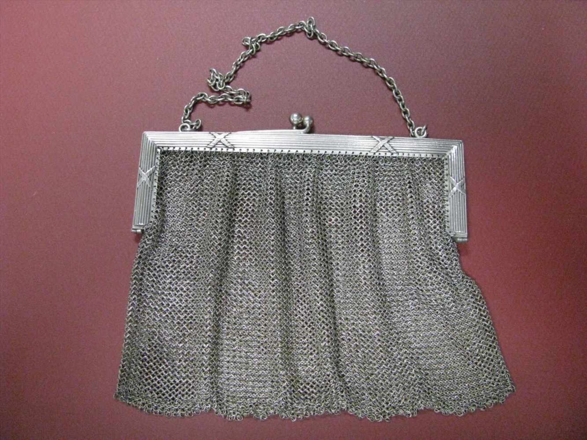 Abendtasche, 800er Silber, gepunzt, 209 g, 16 x 12,5 cm.