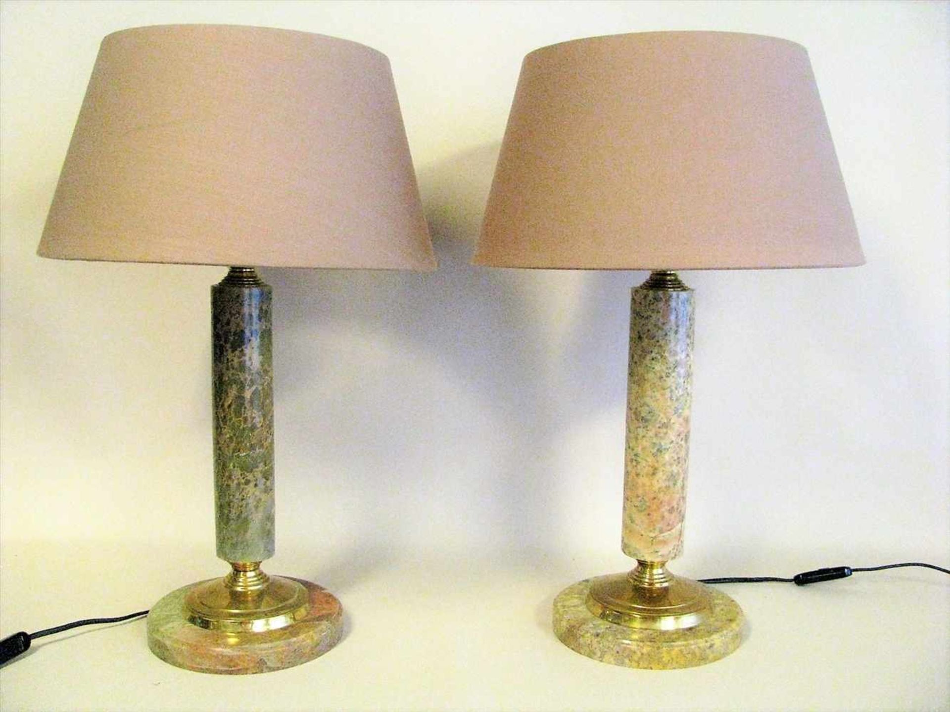 2 Tischlampen, Marmor, 1970er Jahre, H 54 D 34