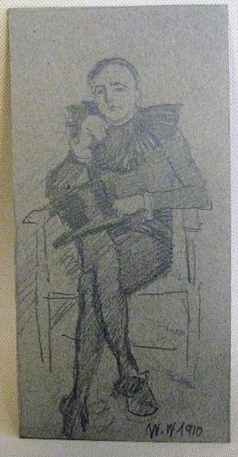 Waentig, Walter, 1881 - 1962, Zittau - Gaienhofen,"Sitzender Pierrot", monogr.u.dat. 1910,