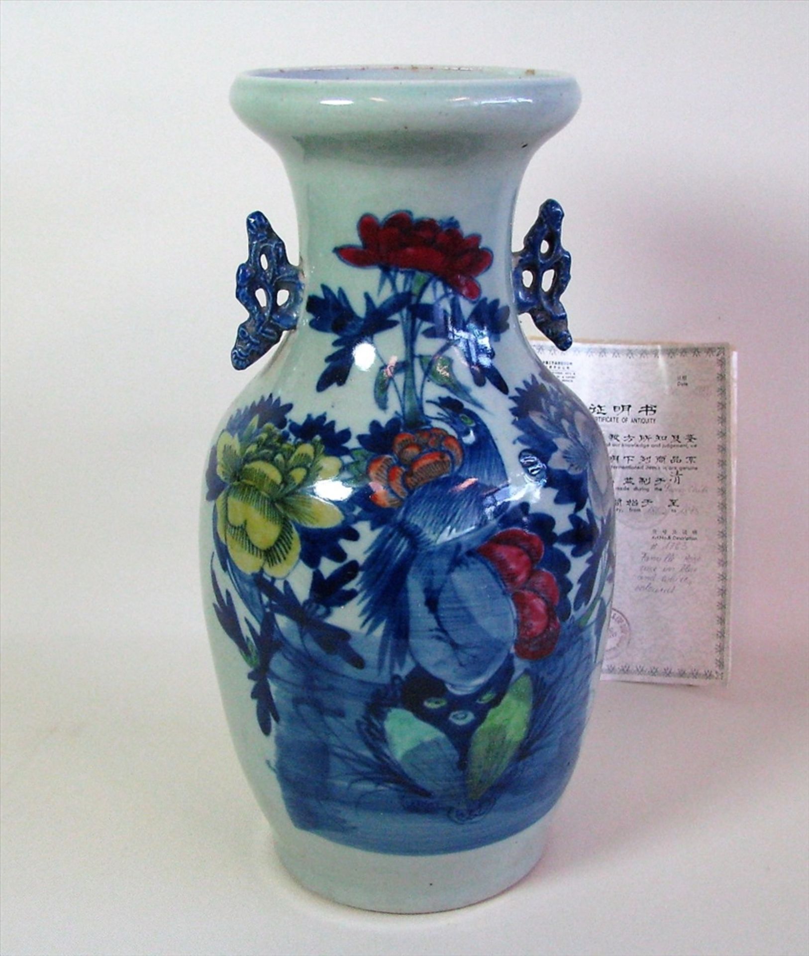 Vase, China, Ching Dynastie, Famille Rose, 1862 - 1875, Porzellan mit polychromer Blütenbemalung,