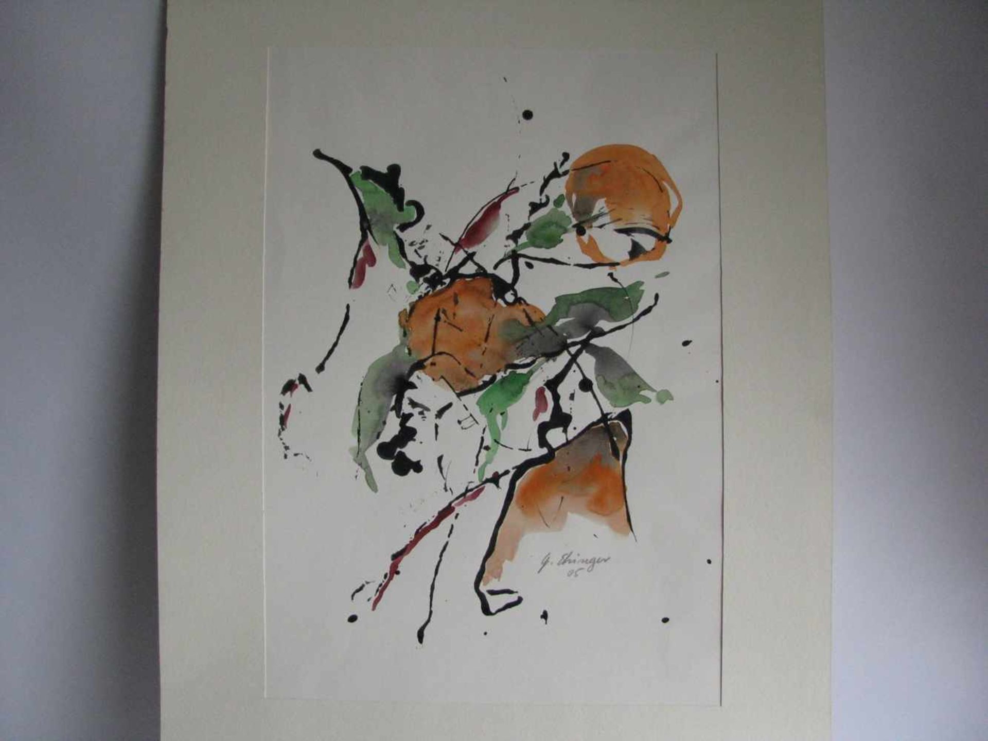 Ehinger, Gerda, Immenstaader Künstlerin, "Monotypie", re.u.sign.u.dat. (20)05, Aquarell, 50 x 36 cm,