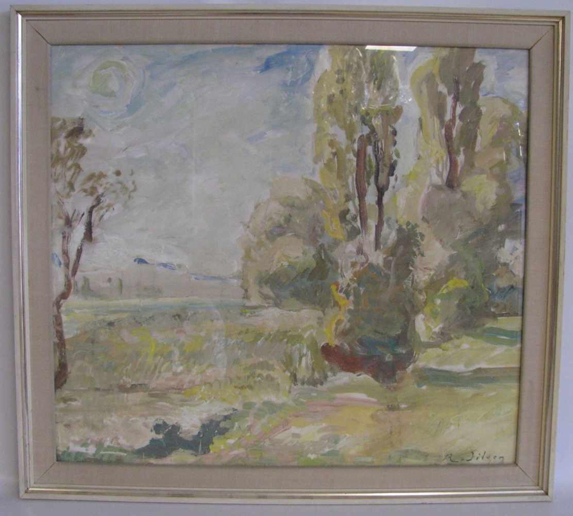 Dilger, Richard,1887 - 1973, Überlingen - Allensbach, deutscher Landschaftsmaler, bet. "Pappeln am