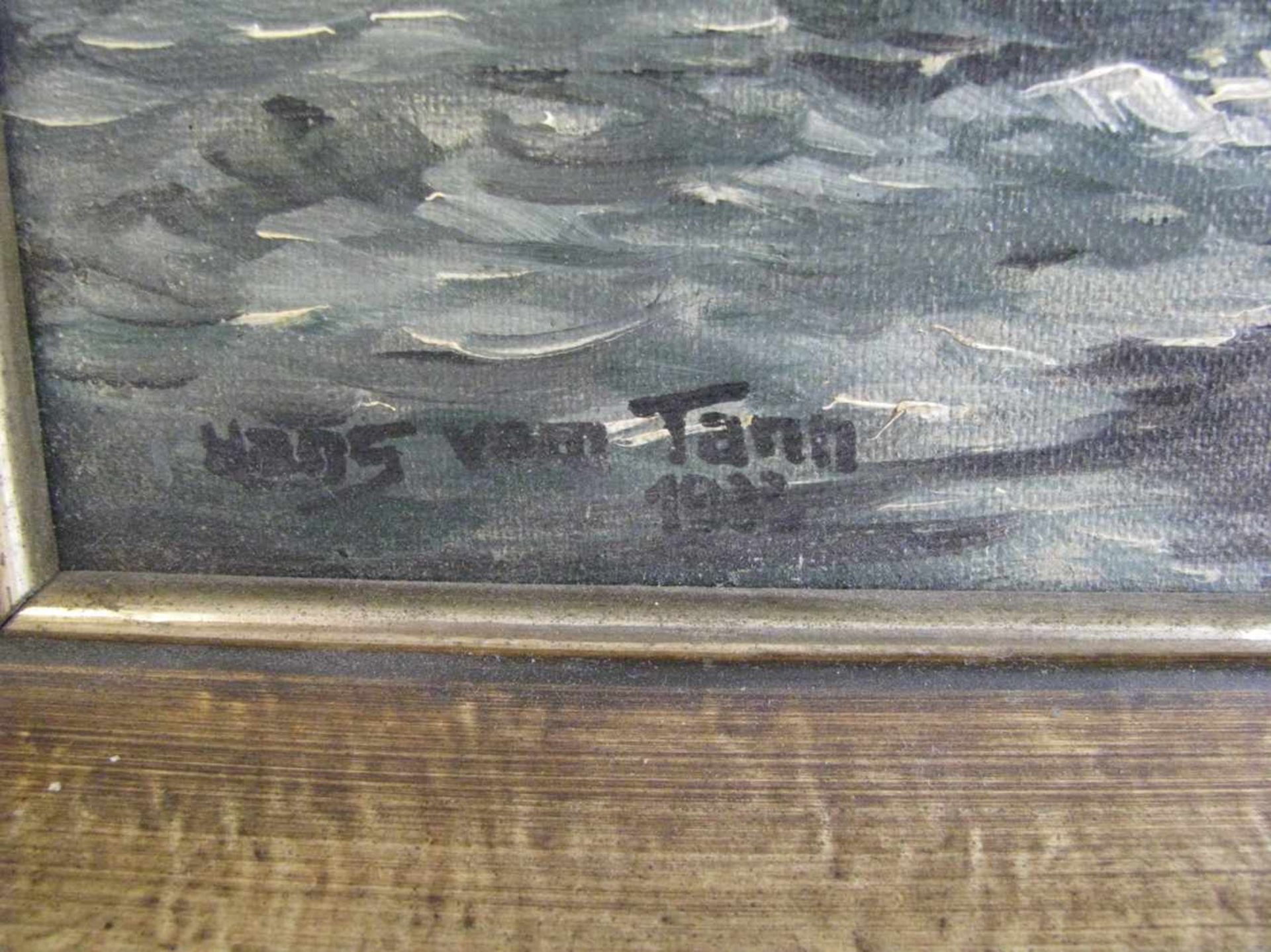 Tann, Hans vom, "Fischerboote am Strand im Mondschein", li.u.sign.u.dat. 1933, Öl/Leinwand, kl. - Image 2 of 2