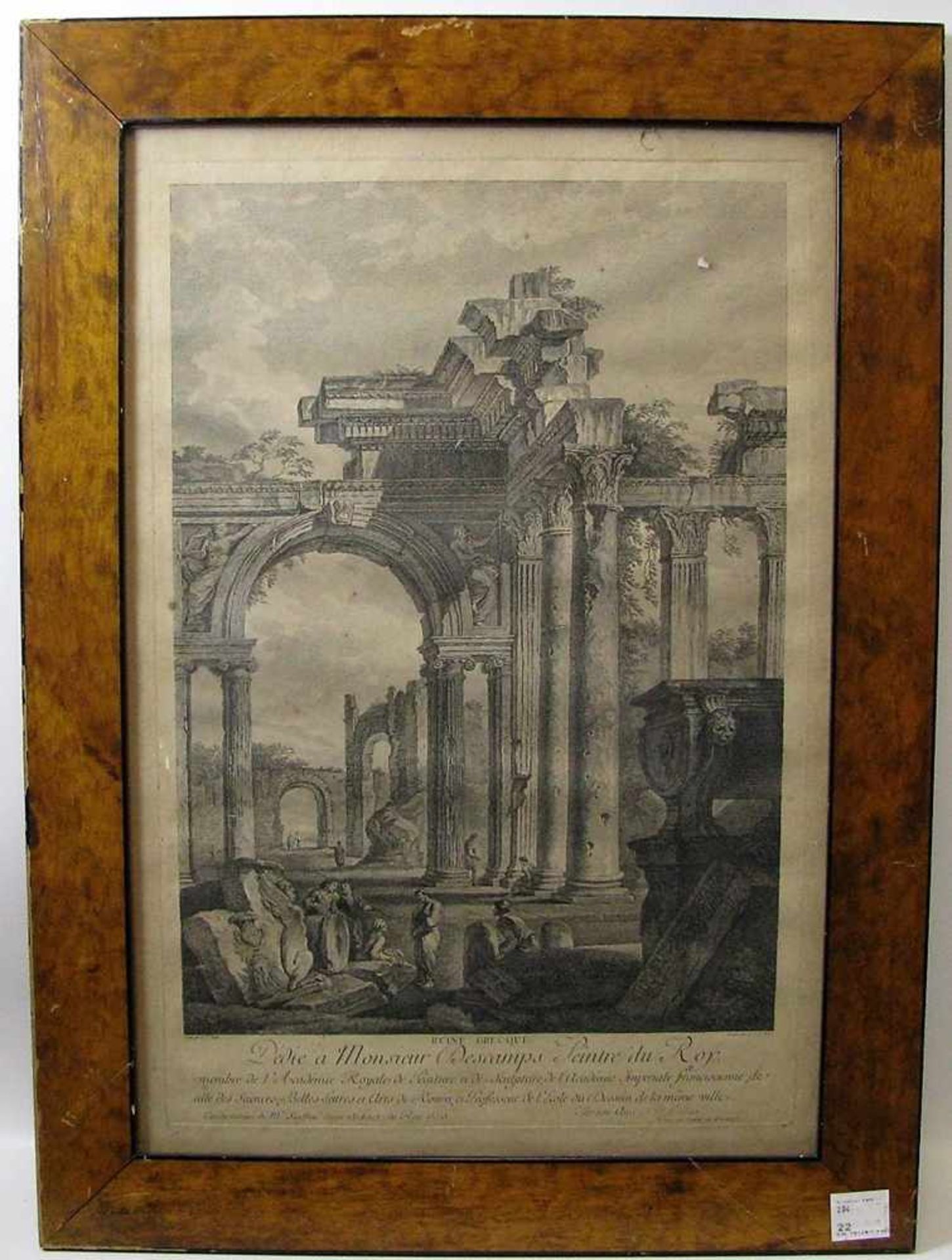 Kupferstich, 18. Jahrhundert, "Ruinenansicht", 46 x 31 cm, R.- - -19.00 % buyer's premium on the