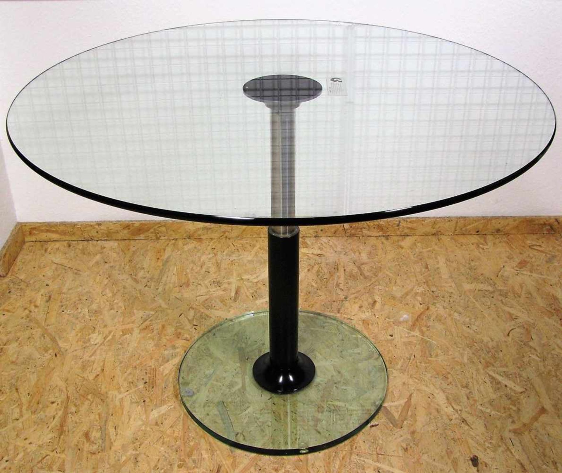 Tisch, Draenert, Design Patric Draenert, 2013, 1010- IV, Klarglas, Fuß Chrom mattiert, Lift-