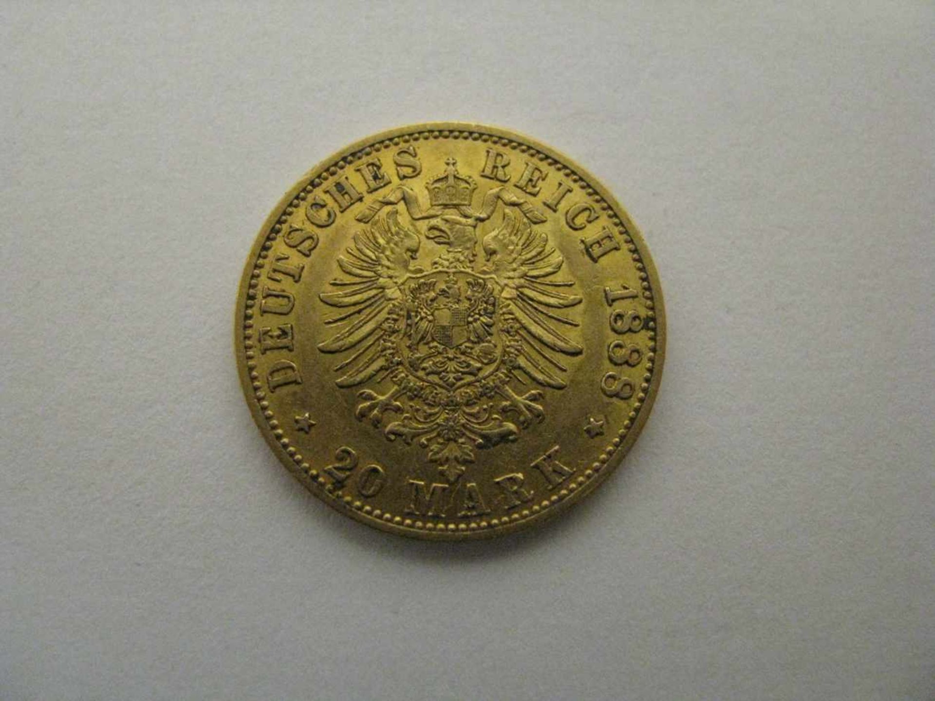 Goldmünze, 20 Mark, Friedrich Kaiser von Preußen, Deutsches Reich 1888, 7,94 g, d 2,2 cm.- - -19. - Bild 2 aus 2