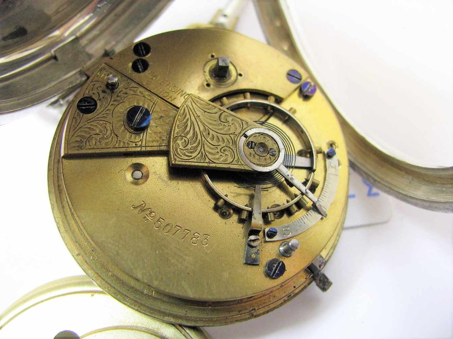 Schlüsseltaschenuhr, England, 19. Jahrhundert, Gehäuse 925er Sterlingsilber, gepunzt, - Image 3 of 4