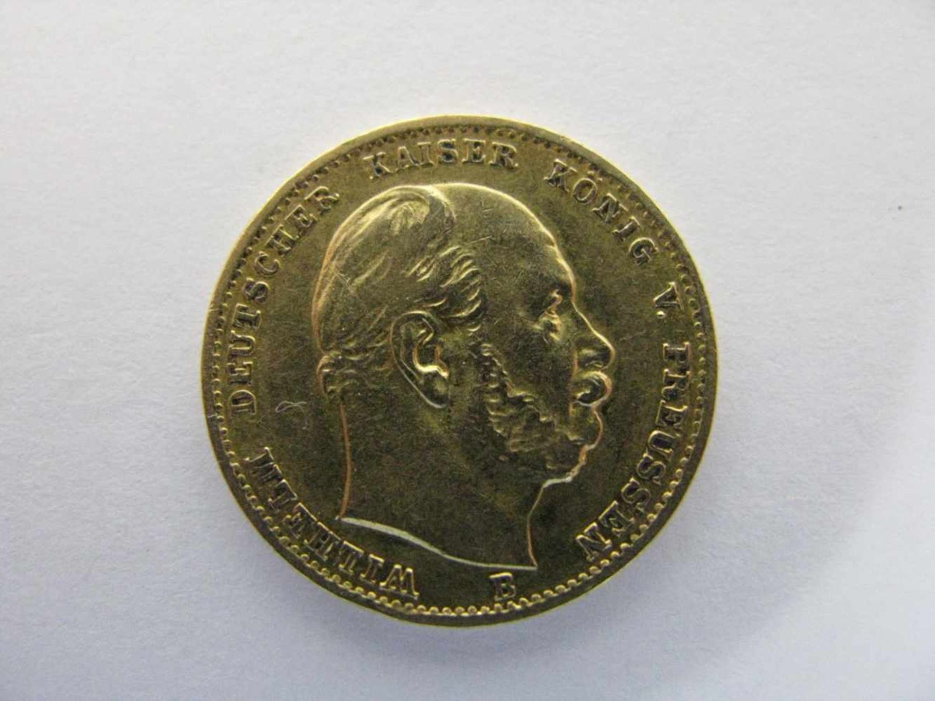 Goldmünze, 10 Mark, Kaiser Wilhelm von Preußen, 1874 B, 3,94 g, d 1,9 cm.- - -19.00 % buyer's