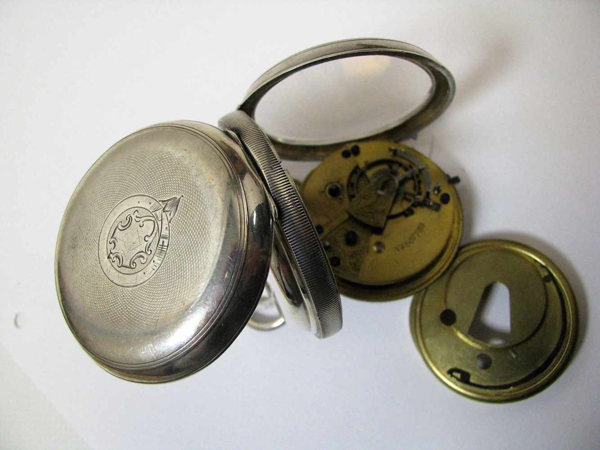 Schlüsseltaschenuhr, England, 19. Jahrhundert, Gehäuse 925er Sterlingsilber, gepunzt, - Image 2 of 4