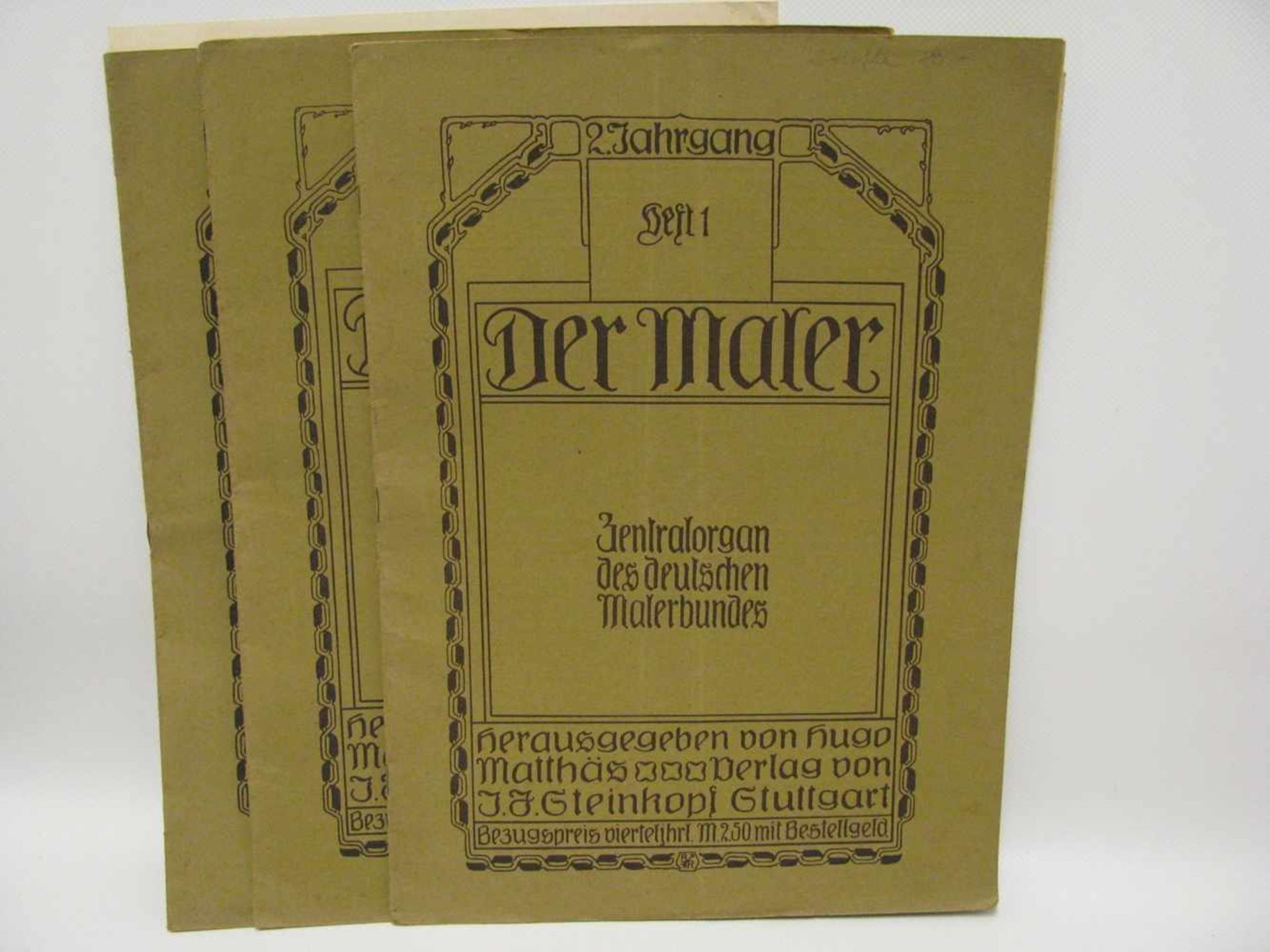 3 Hefte der Maler, Teil I., II. und IV., Jugendstil, 1907, mit Jugendstil-Ornamentvorlagen.- - -19.