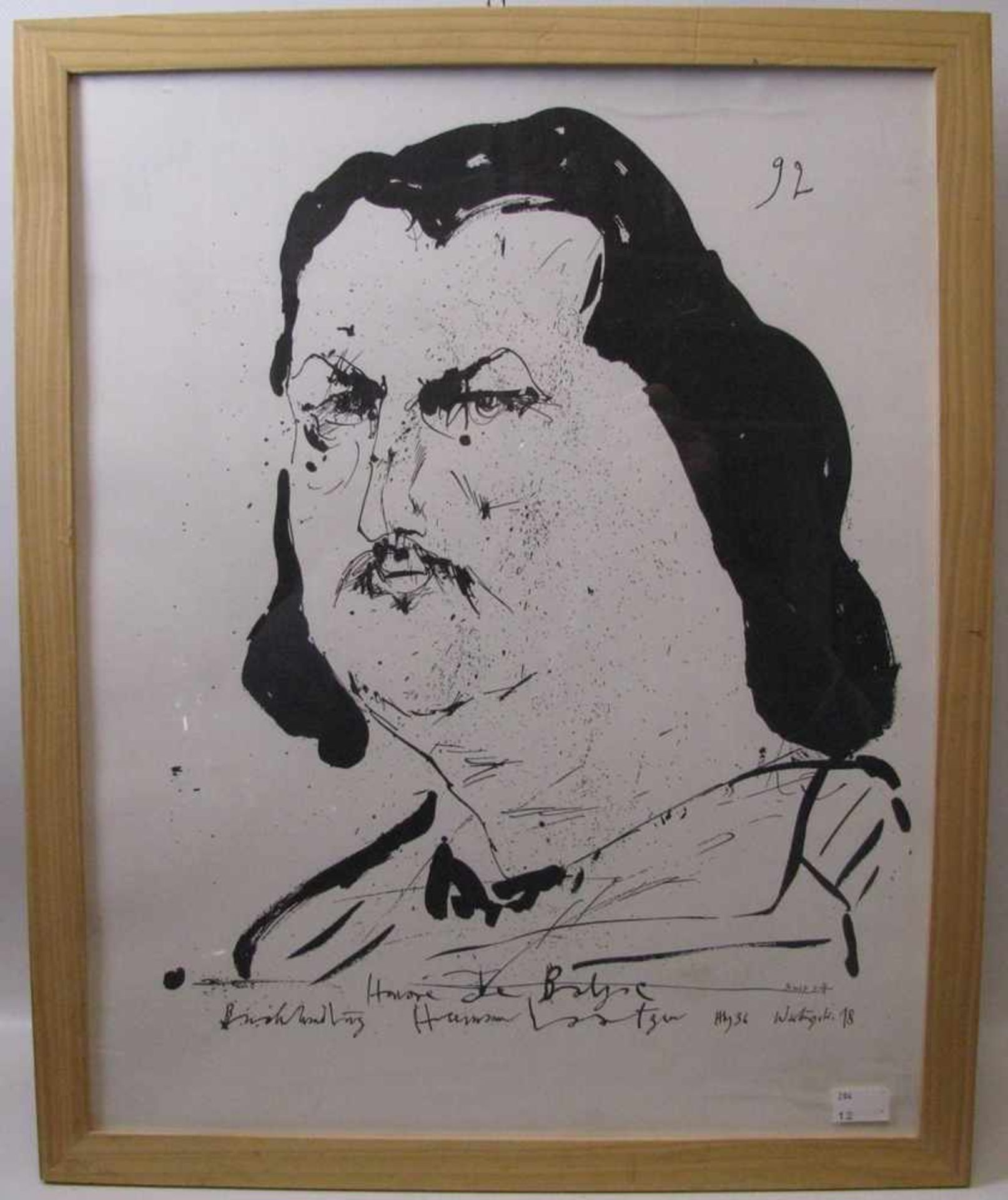 Janssen, Horst, 1929 - 1995, Hamburg -ebd., deutscher Künstler, "Honoré de Balzac", Lithografie,