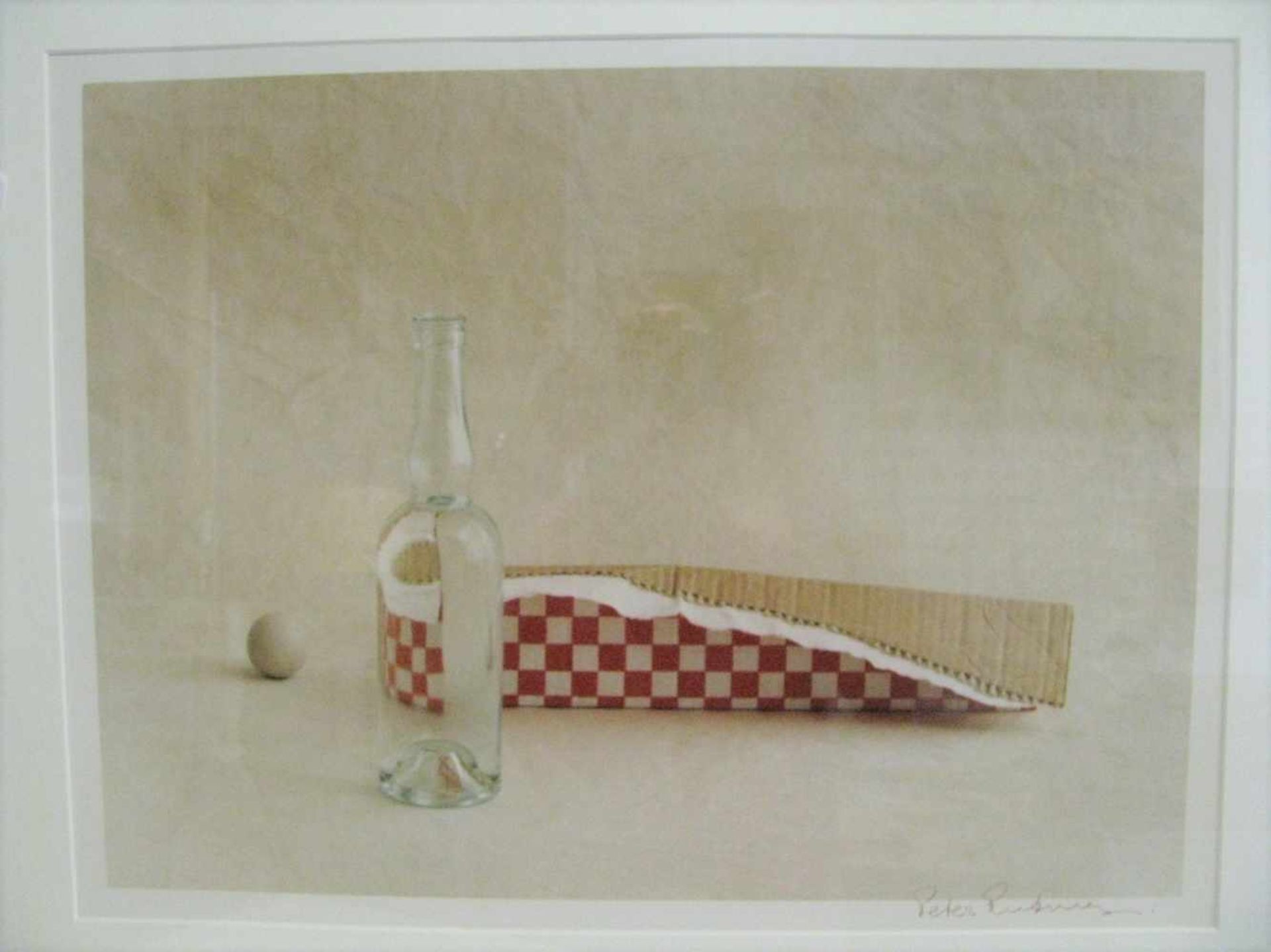 Ruting, Peter, *1938 Amsterdam, Niederländischer Künstler, "Stillleben mit Flasche", Farbserigrafie,