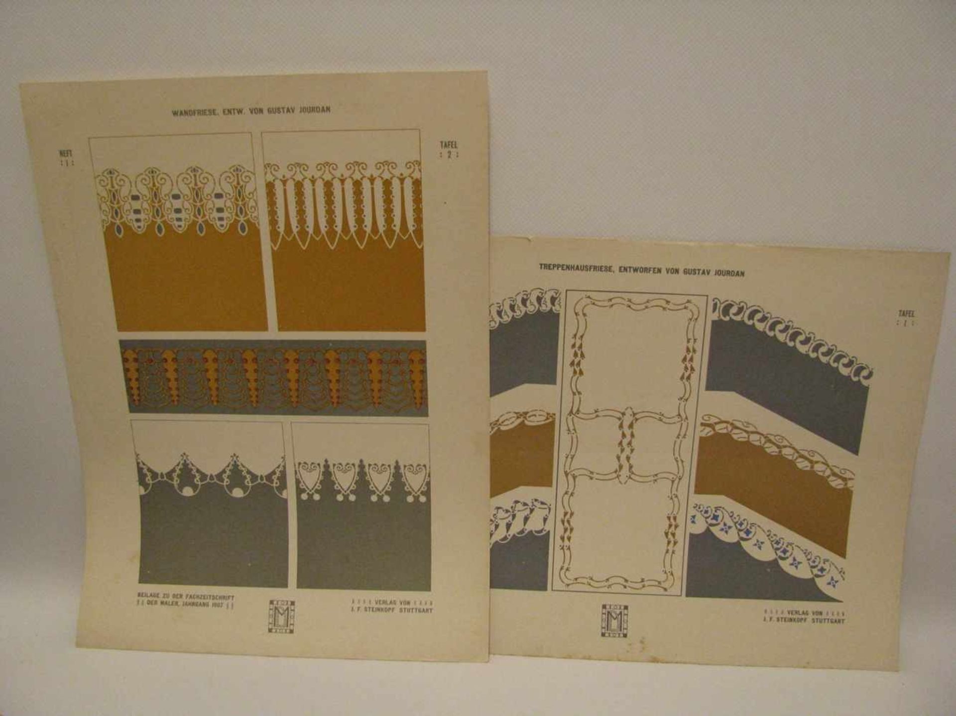 3 Hefte der Maler, Teil I., II. und IV., Jugendstil, 1907, mit Jugendstil-Ornamentvorlagen.- - -19. - Bild 2 aus 2