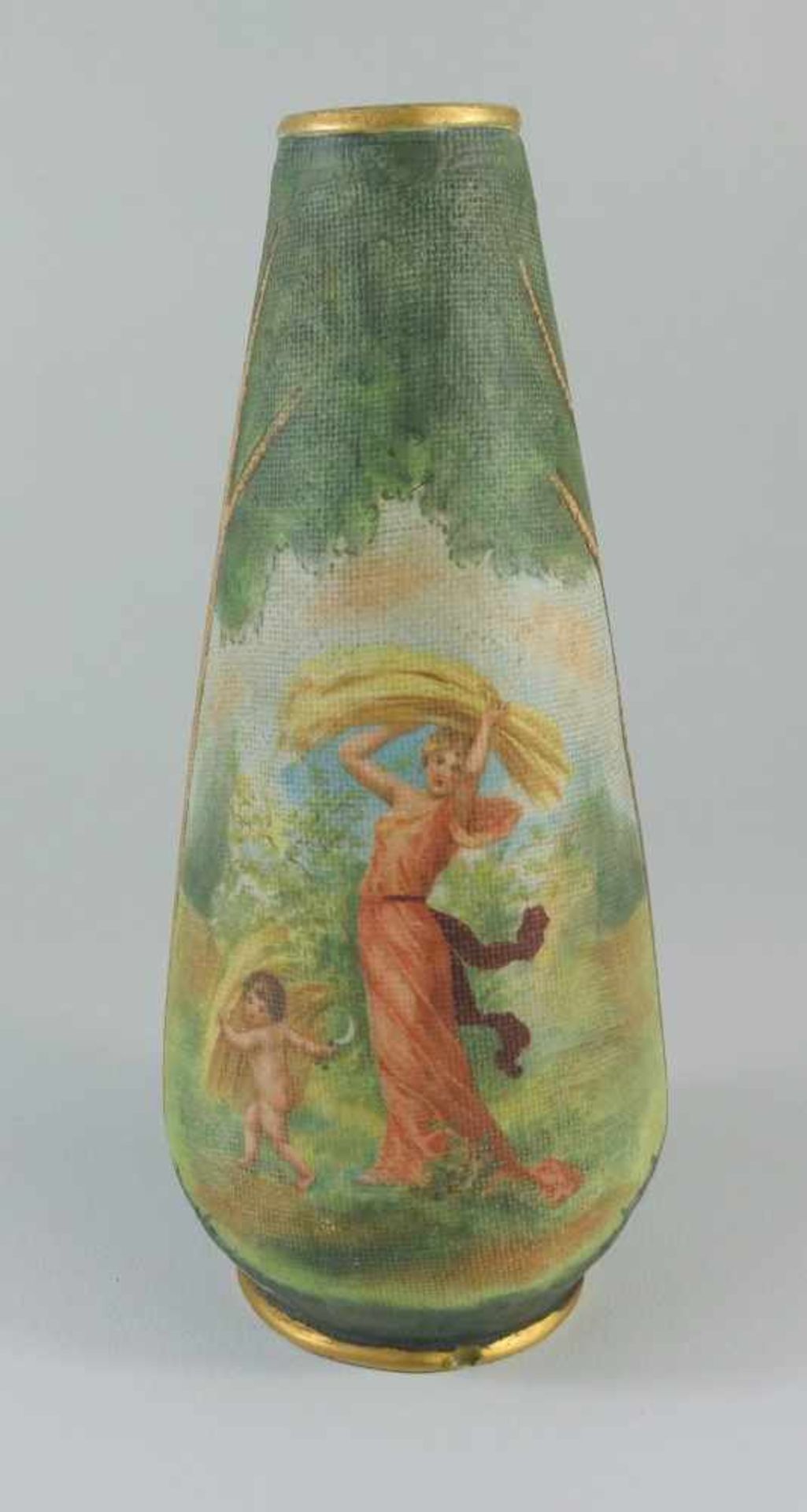 Vase, Allegorie des Herbstes, Jugendstil konisch, Leinenstruktur, umlaufendes Bild, partiell - Image 2 of 3