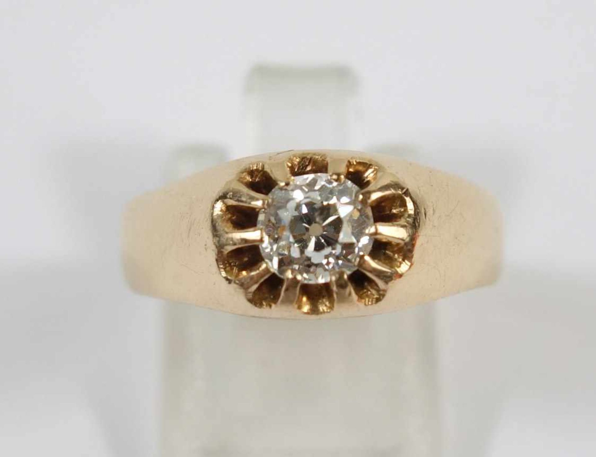 Solitär-Ring, 585er Rotgold Gew.4,14g, Dia.-Brillant, ca.0,3ct, P1, Krappenfassung, U.57