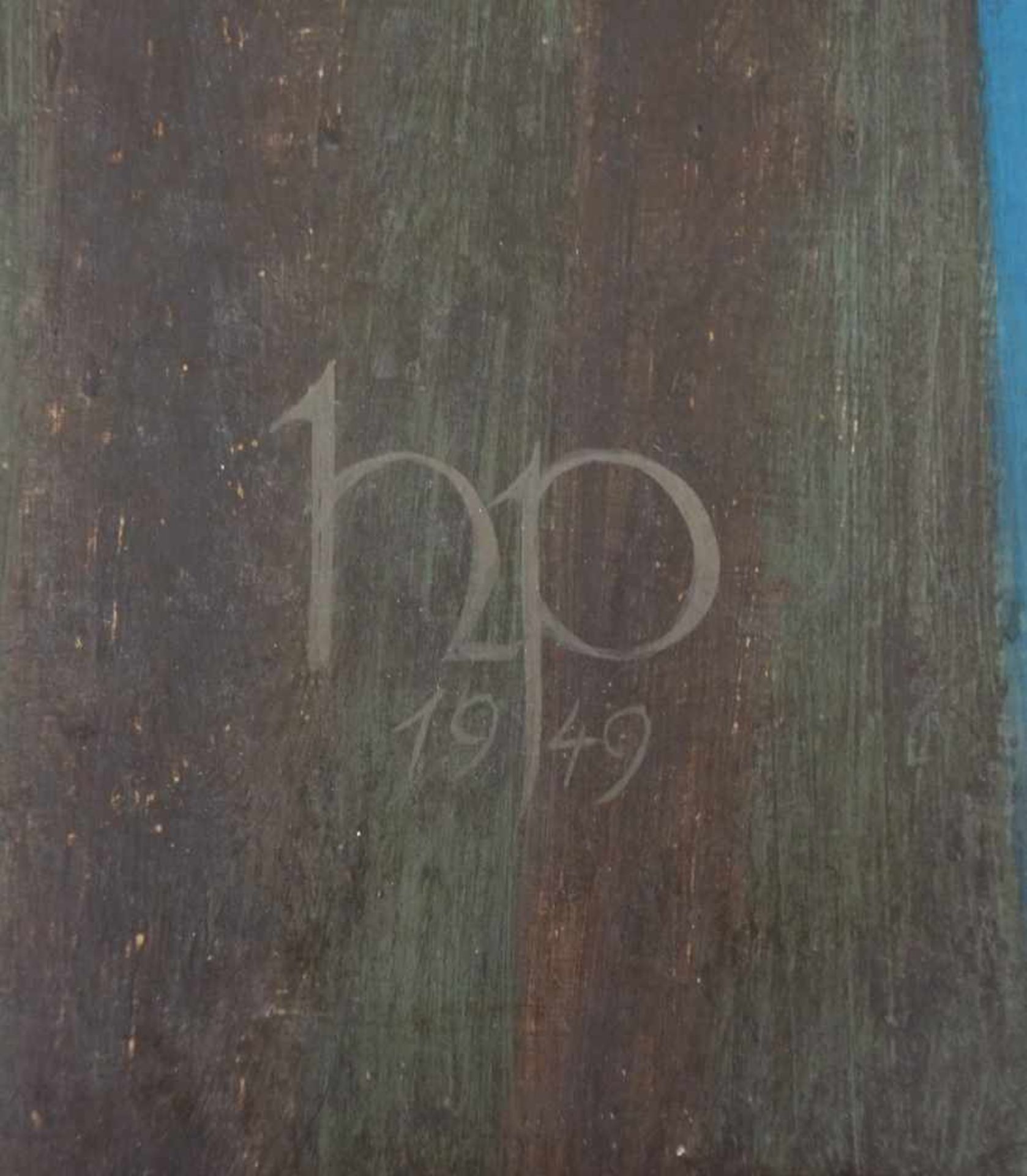 HP Monogramm, "Heilige", vermutl. Heilige Dorothea, 1949 Öl/Holz, monogrammiert und datiert, 90* - Bild 2 aus 2