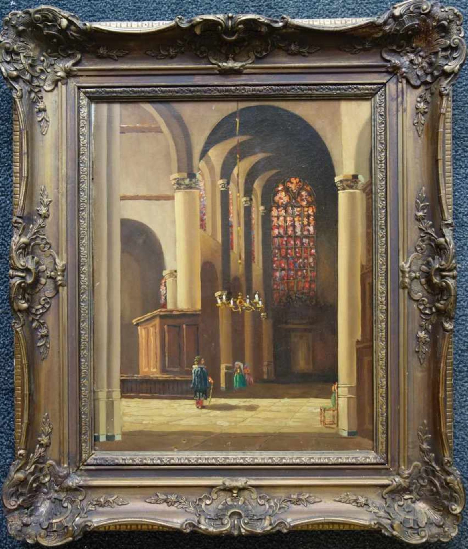 unsigniert "Kircheninterieur", um 1890 Ö/Lwd., rückseitig unten links restauriert, 50*40cm,