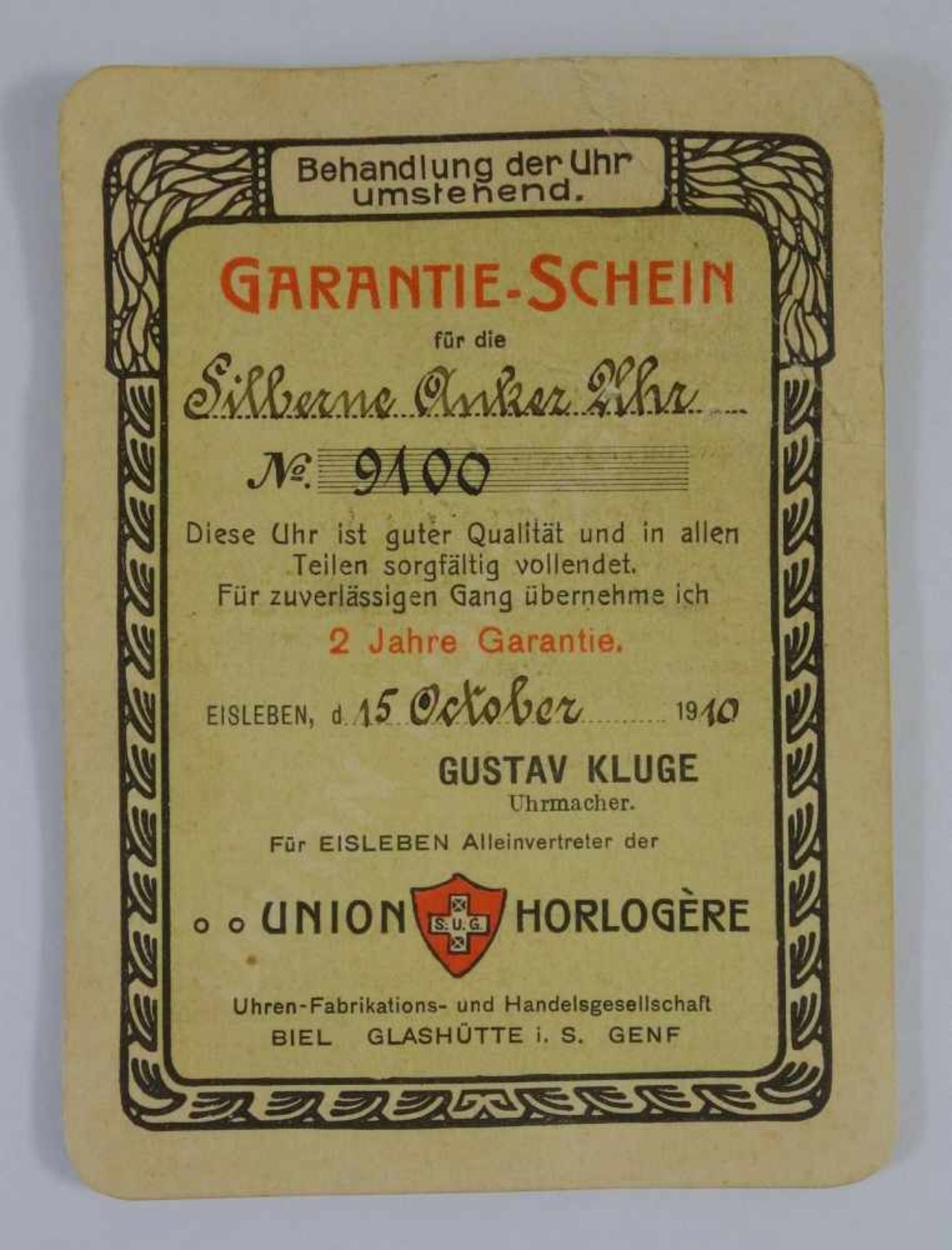 originale Union Horlogére Taschenuhr / Bergmannsuhr, Mansfeld, 1910silbernes Gehäuse, rücks. - Image 6 of 6