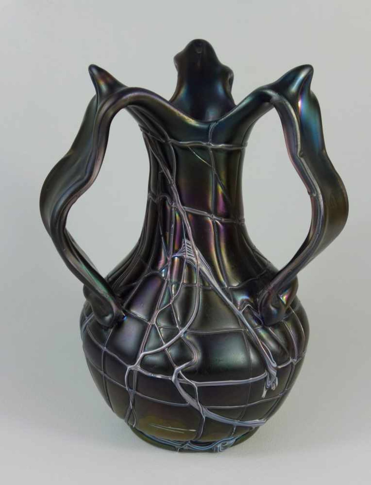 Jugendstil-Vase, Glasfabrik Elisabeth, Kosten bei Teplitz / Pallme-König, um 1900/1905farbloses