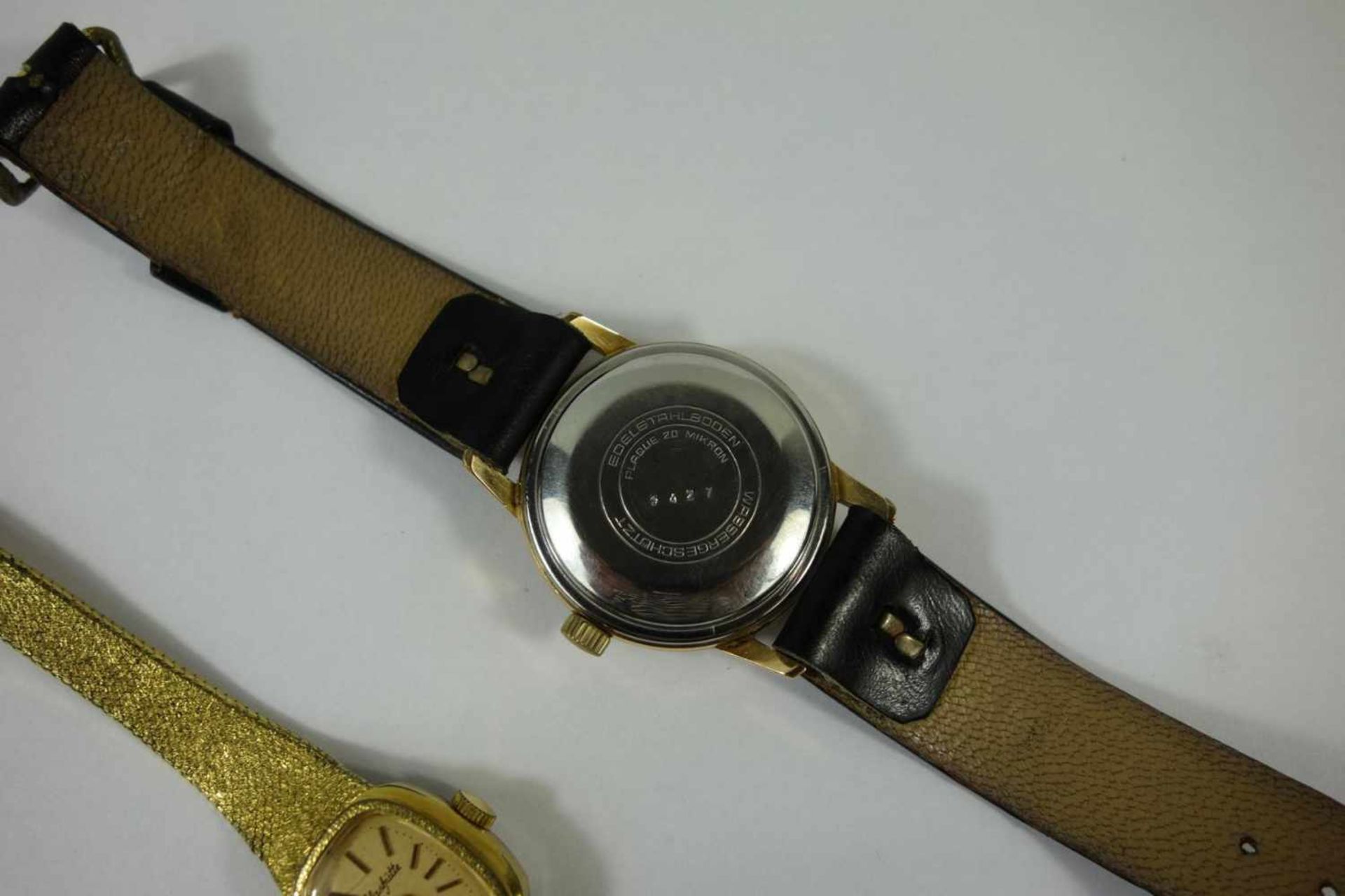 Herrrenuhr Glashütte Automatic und Damenuhr vergoldetes Gehäuse, D.33mm, Automatikwerk, läuft an, - Image 3 of 5