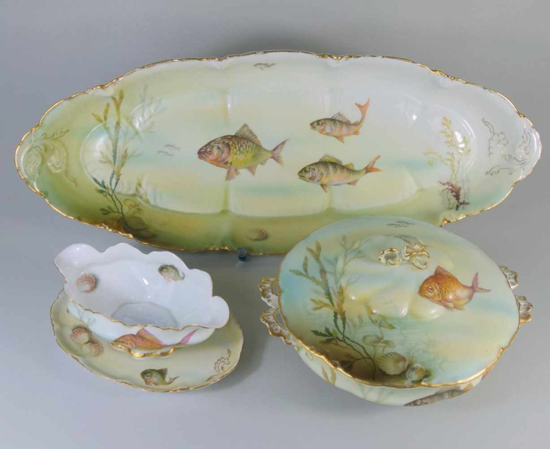 15-tlg. Fischservice für 12 P., Rosenthal, Versailles, um 1900großflächige