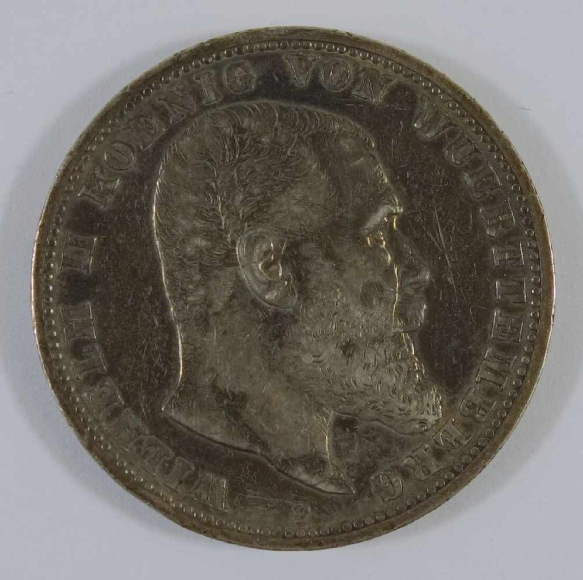 Kaiserreich, 5 Mark 1875, Ludwig II, König von Bayern D, 900er Silber, Gew.27,4g, D.38mm, ss