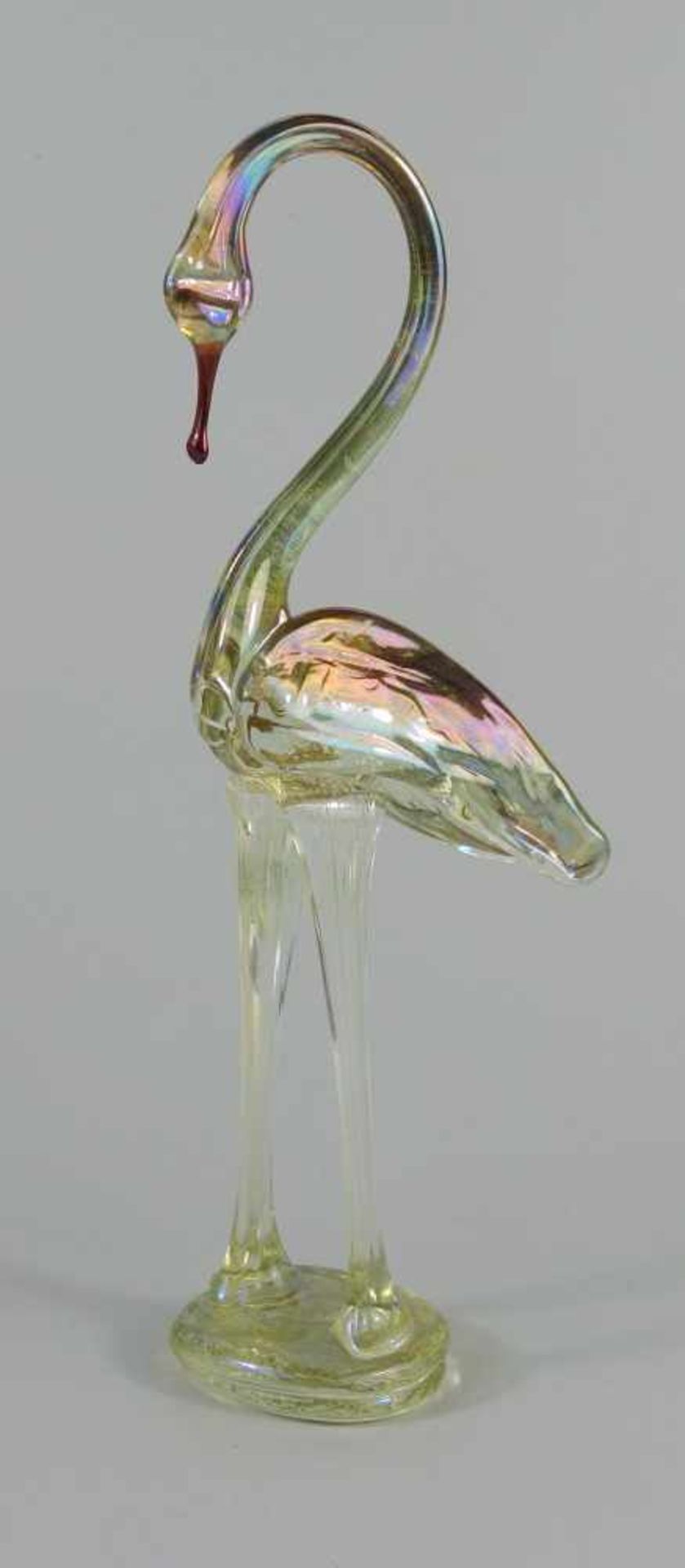 Flamingo, GlasfigurKlarglas, leicht irisierend, H.23,8cm