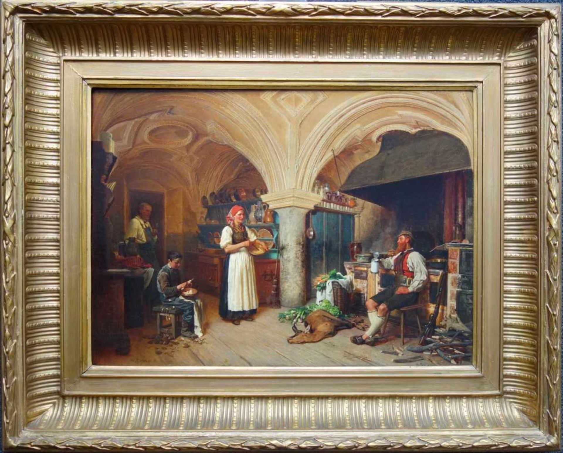 Riefstahl, Wilhelm Ludwig Fr., "In der Schlossküche", 1871 1827 Neustrehlitz -1888 München; Öl/