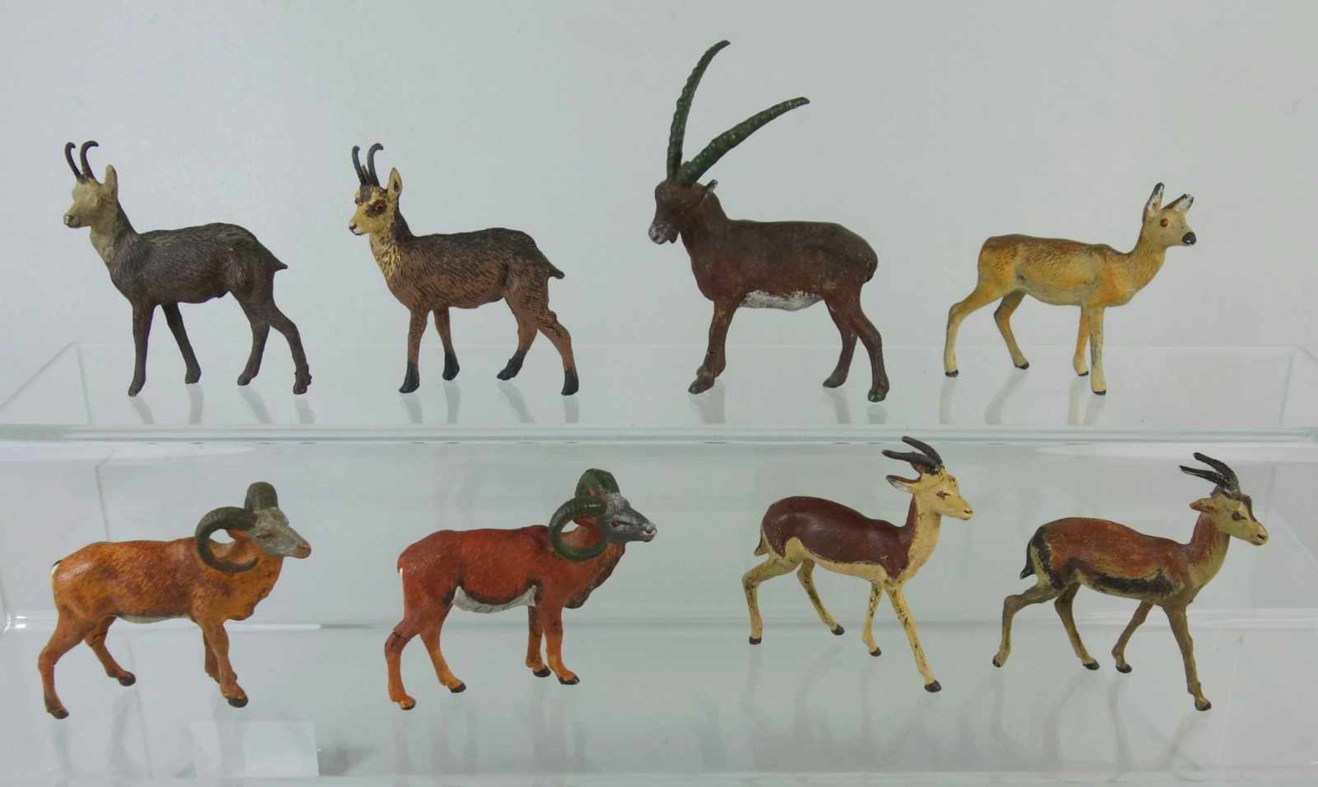 8 Bergtiere, gt. Lineolu.a. 2 Gemsen, Steinbock, 2 Muflons, überwiegend vor 1950