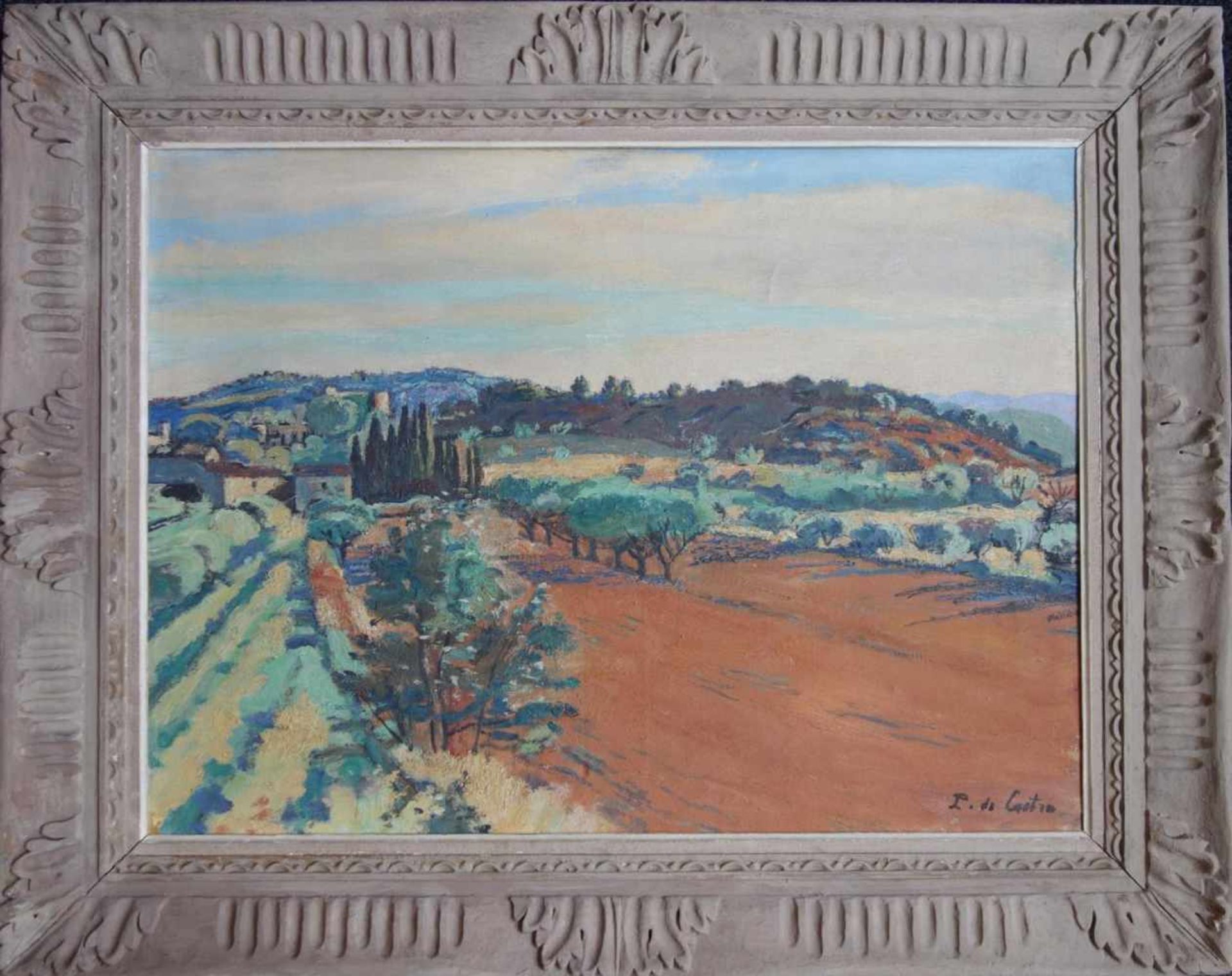 de Castro, Paul, "Landschaft in der Provence" 1882 Paris - 1939 ebenda; Öl/Lwd., signiert, 60*
