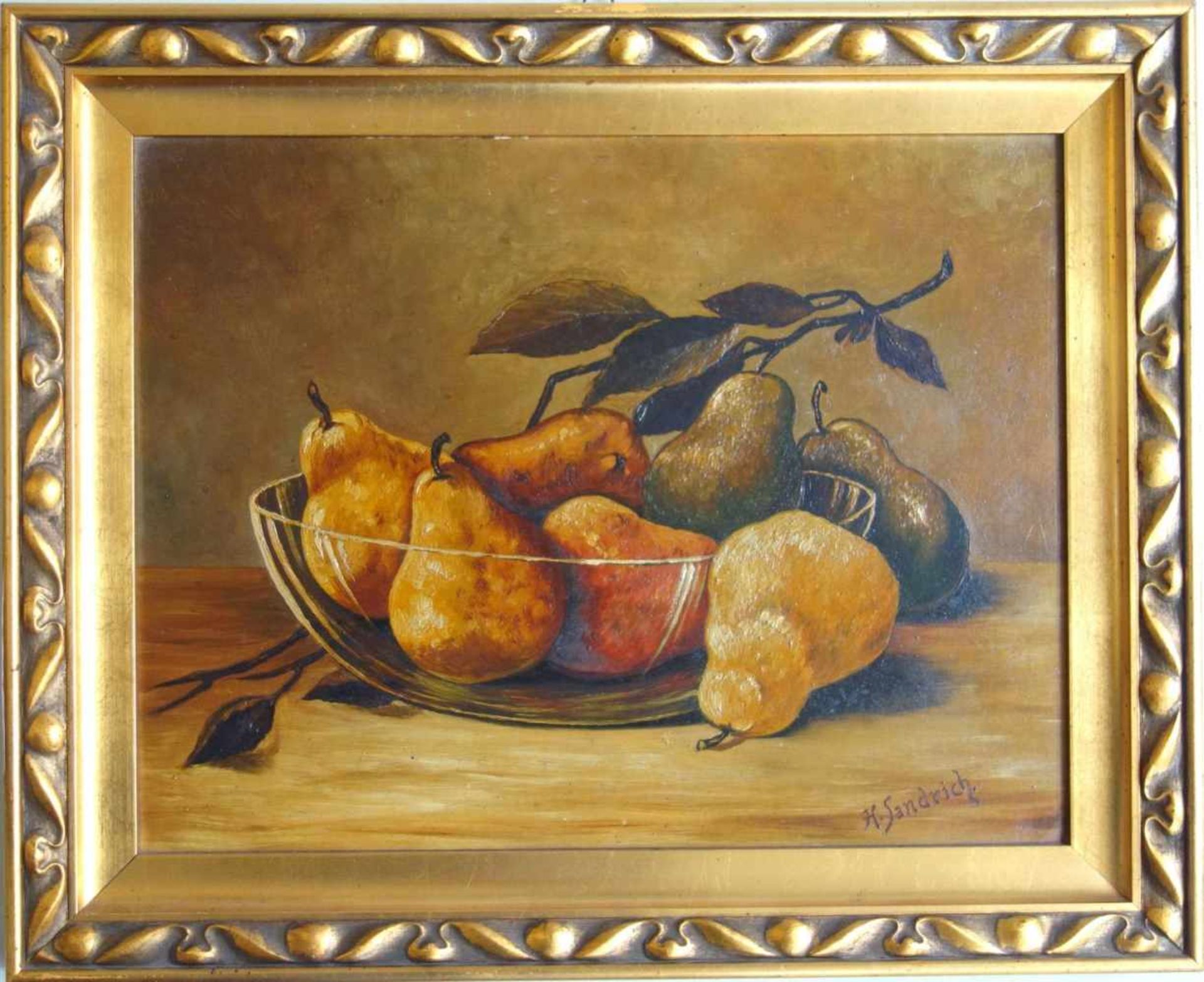 Sandrich, H., "Stillleben mit Quitten", 20er Jahre Öl/Karton, signiert, 36*46cm,