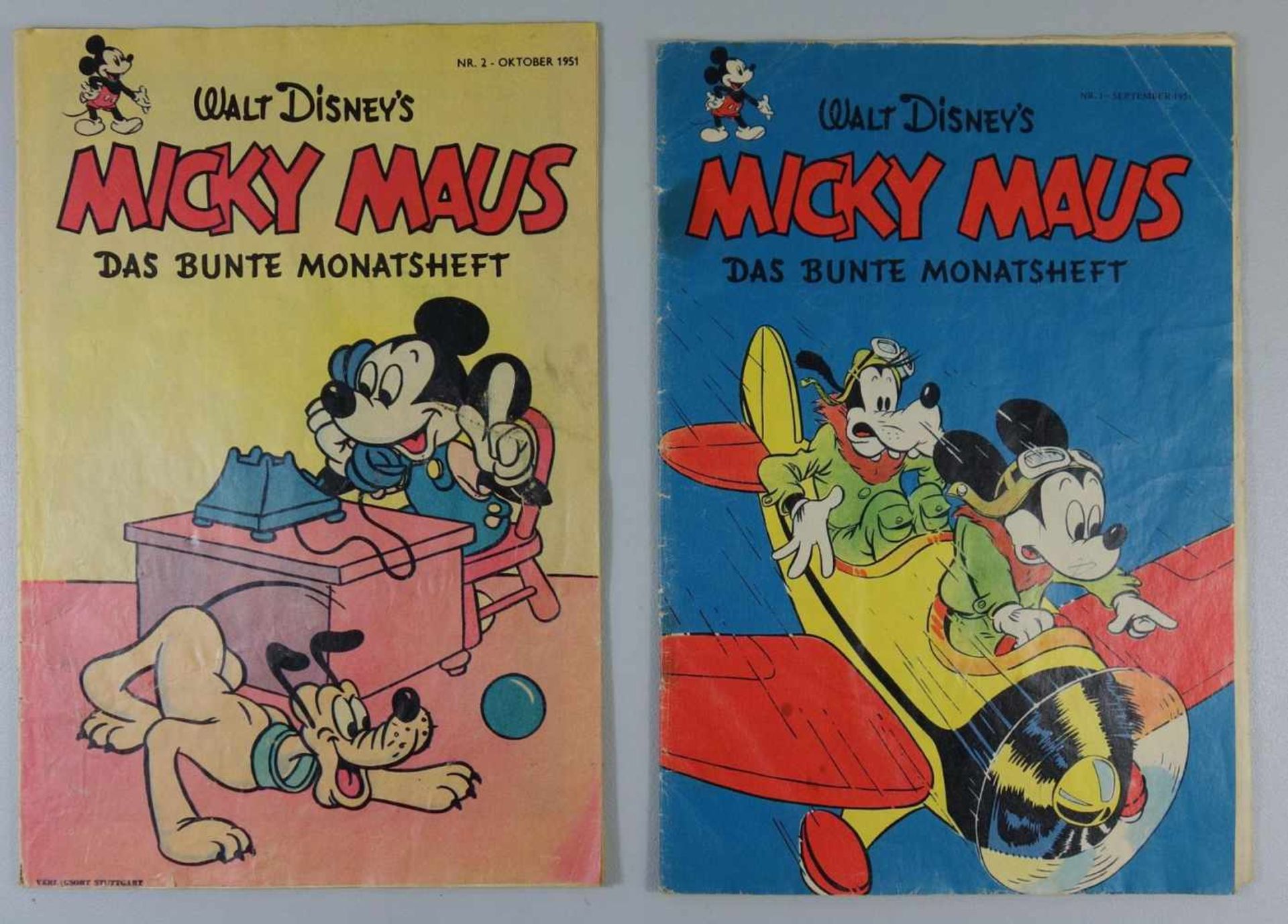 2 Walt Disney´s Micky Maus Hefte 1 und 2, 1951Reprints, Zust.2-3