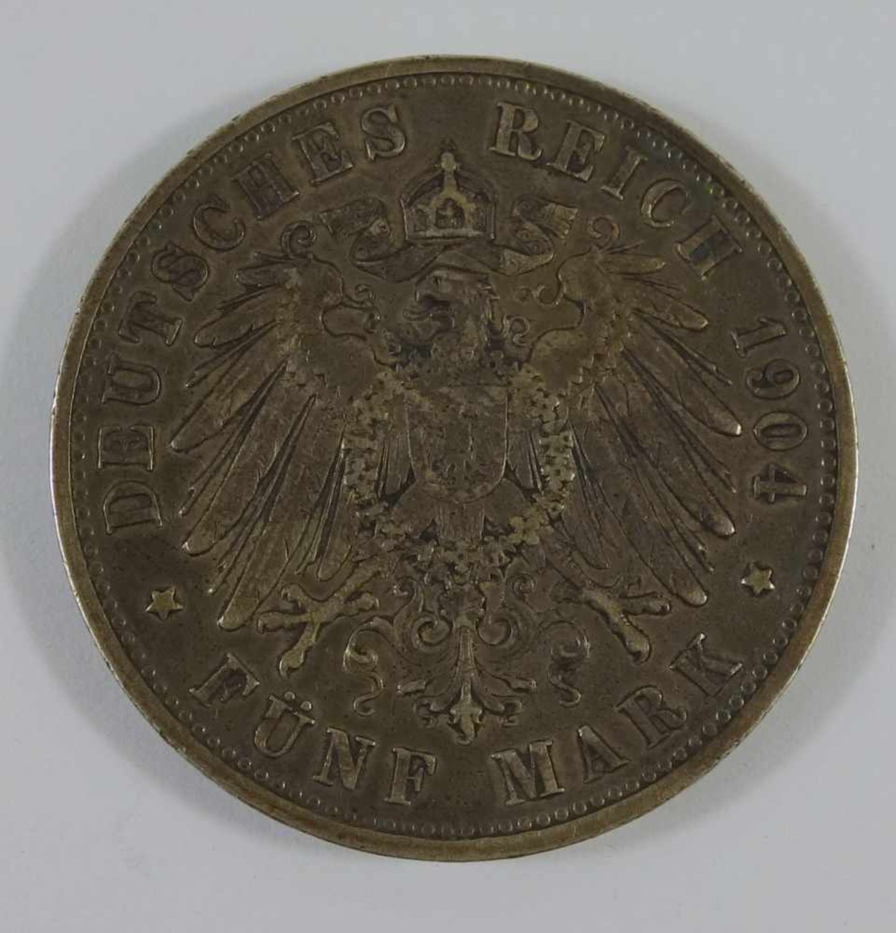 Kaiserreich, 5 Mark 1875, Ludwig II, König von Bayern D, 900er Silber, Gew.27,4g, D.38mm, ss - Bild 2 aus 2