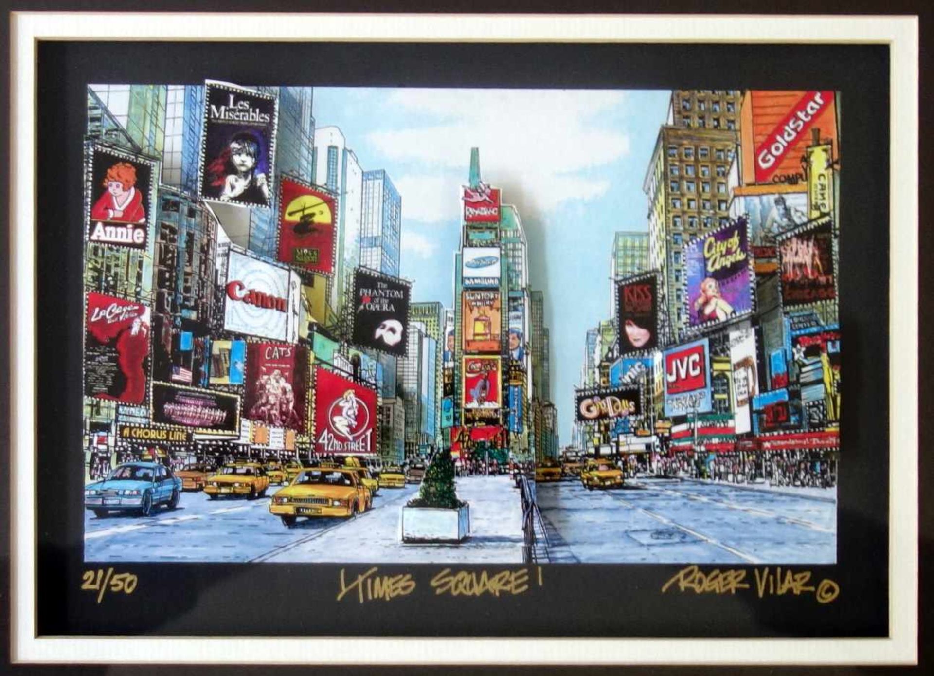Vilar, Roger "Times Square I" Collage auf Karton, Auflage-Nr.21 / 50, signiert und bezeichnet,
