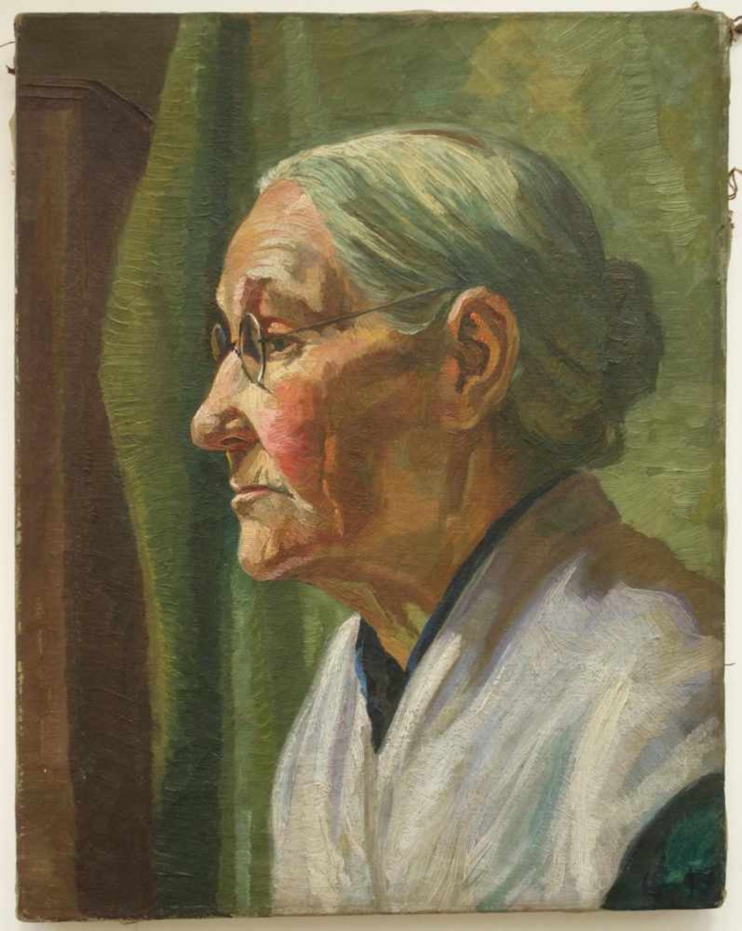 unidentifizierter Porträtmaler, "Bildnis einer alten Frau", datiert (19)17Öl/ Lw., unten rechts