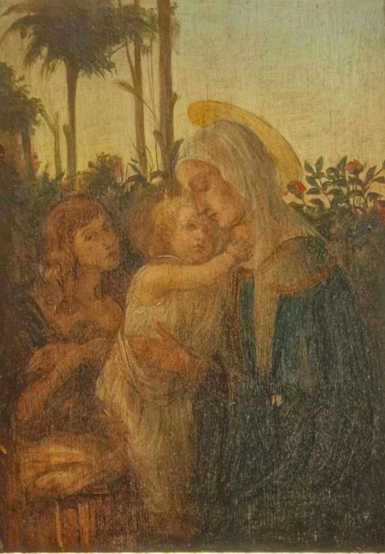 nach Botticelli, Sandro, Madonna mit Kind und dem Johannesknaben, Anf. 20. Jh.Öl/Holz., Maße:26* - Bild 2 aus 3