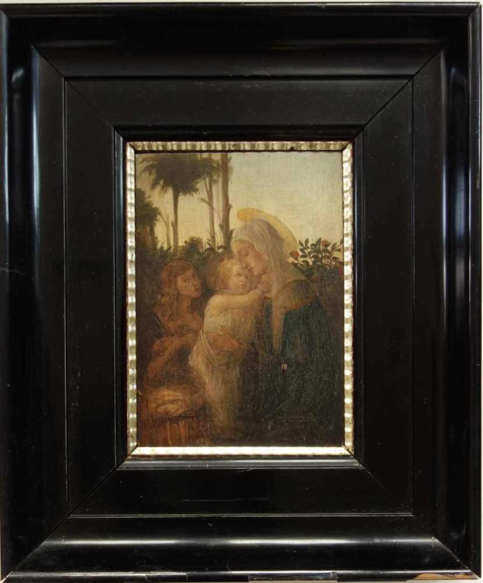 nach Botticelli, Sandro, Madonna mit Kind und dem Johannesknaben, Anf. 20. Jh.Öl/Holz., Maße:26*