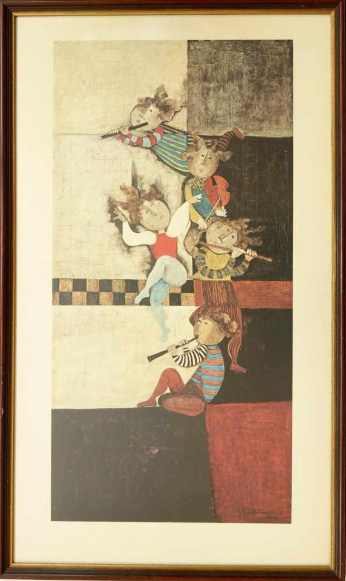 Rodo Boulonger, Graciela "Musizierende Kinder"Farbdruck, in verglastem Rahmen, ges.96*57cm