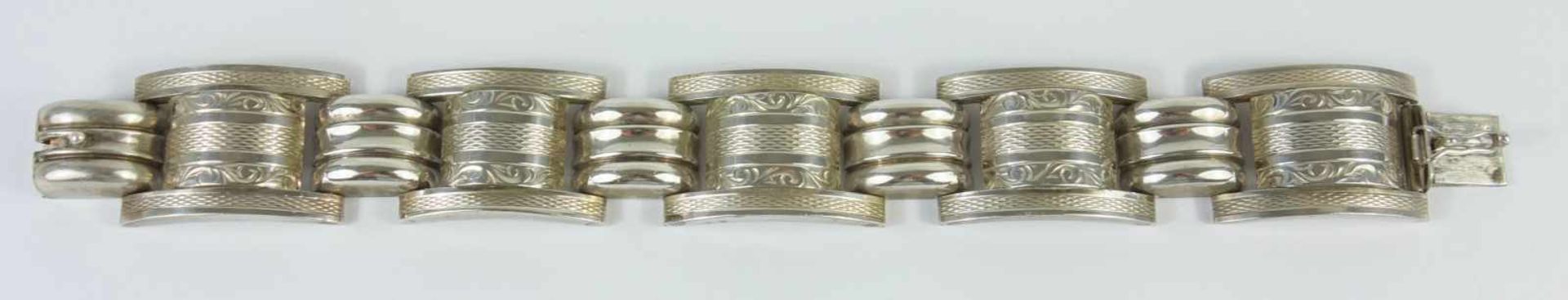 Armband, Art Déco, 835er Silber, Tschechoslowakei, 1929-1942Gew.32,71g, leicht gebogene Glieder, - Bild 3 aus 3