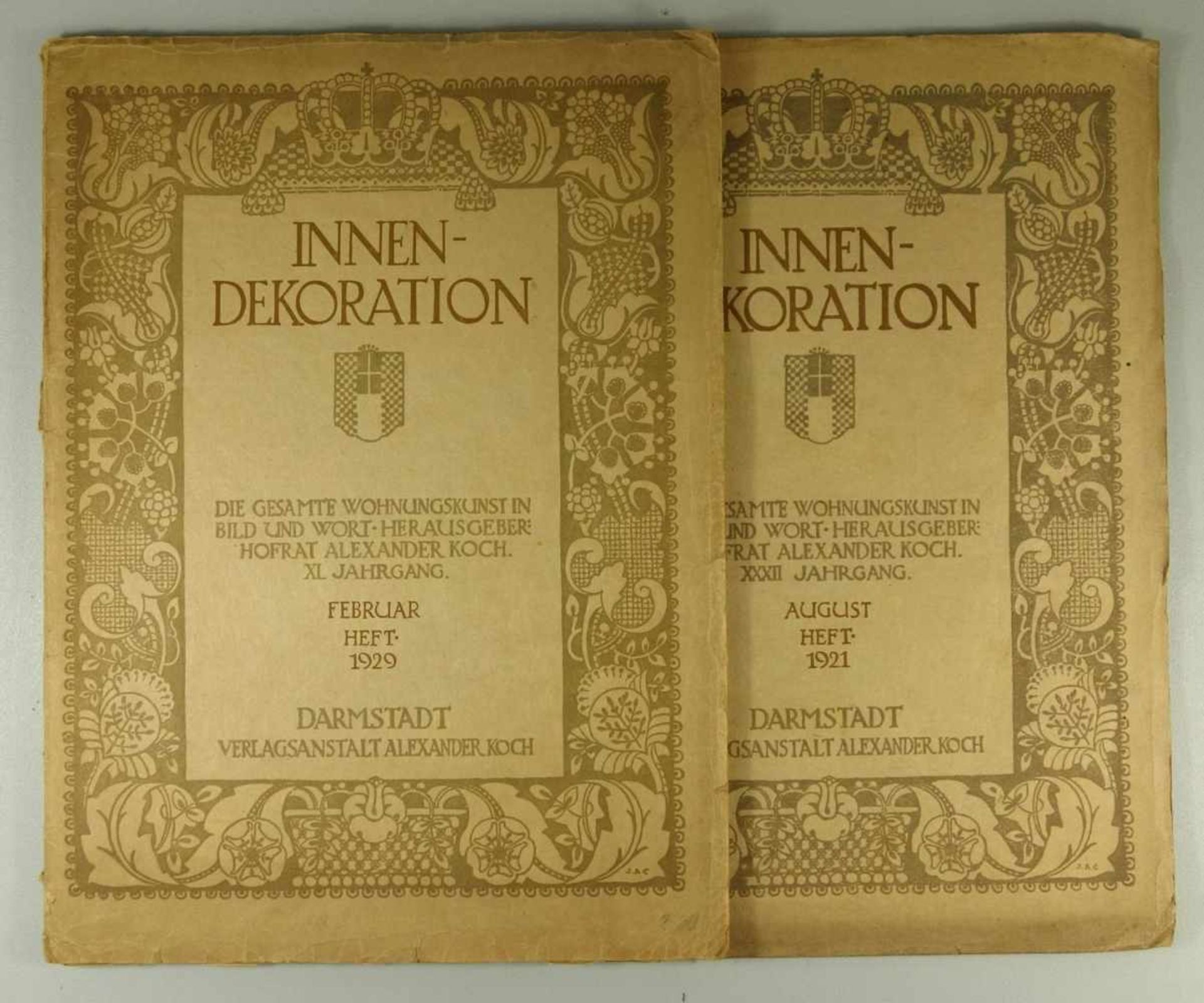 Innen-Dekoration, Jahrgang 1932, geb. und 2 Hefte 1921 und 1929Zeitschrift für neuzeitliche