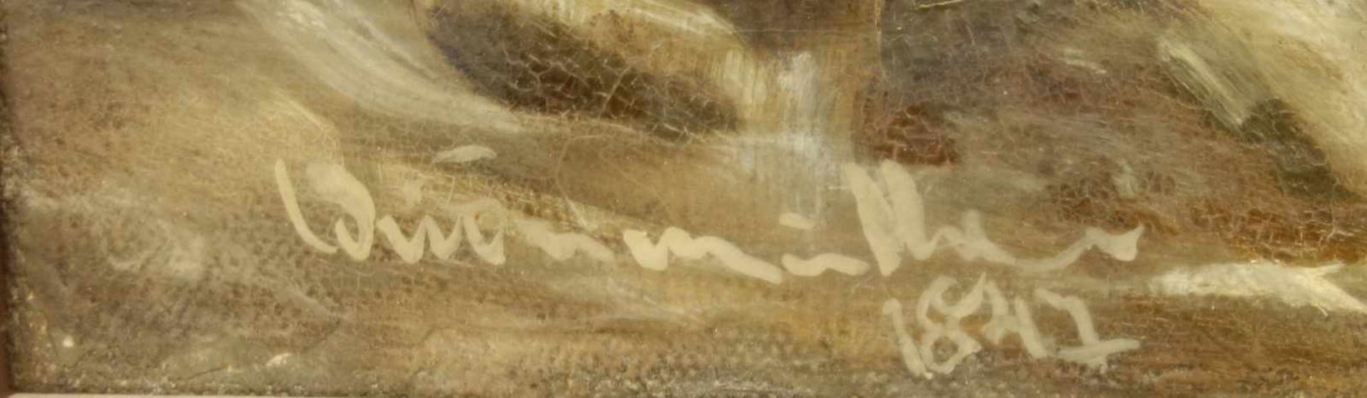 undeutlich signiert, Landschaftsmaler, Winterliche Dorfansicht, dat. 1847 Öl/Lw., unten rechts - Bild 2 aus 2