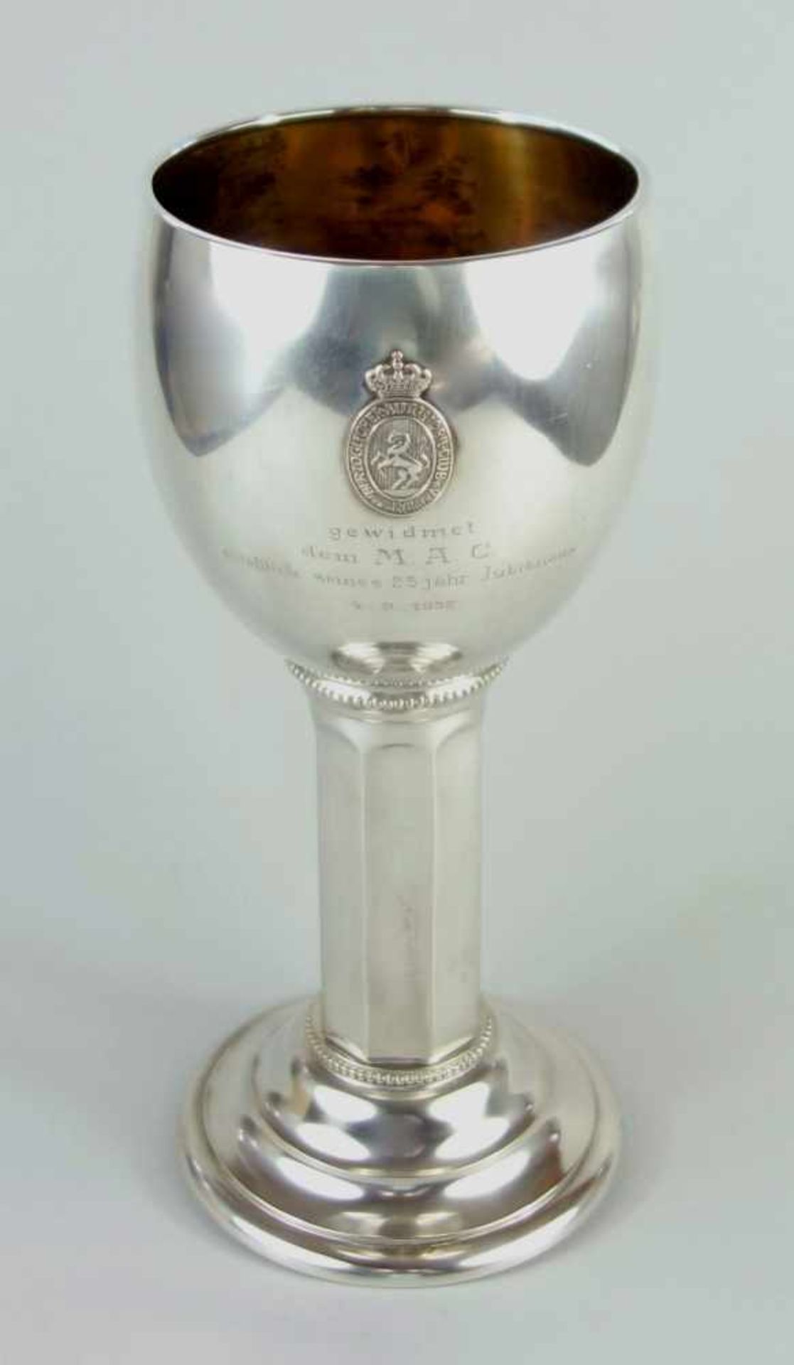 silberner Pokal vom Herzoglichen Automobilclub Braunschweig, 800er Silbergewidmet dem M.A.C. (