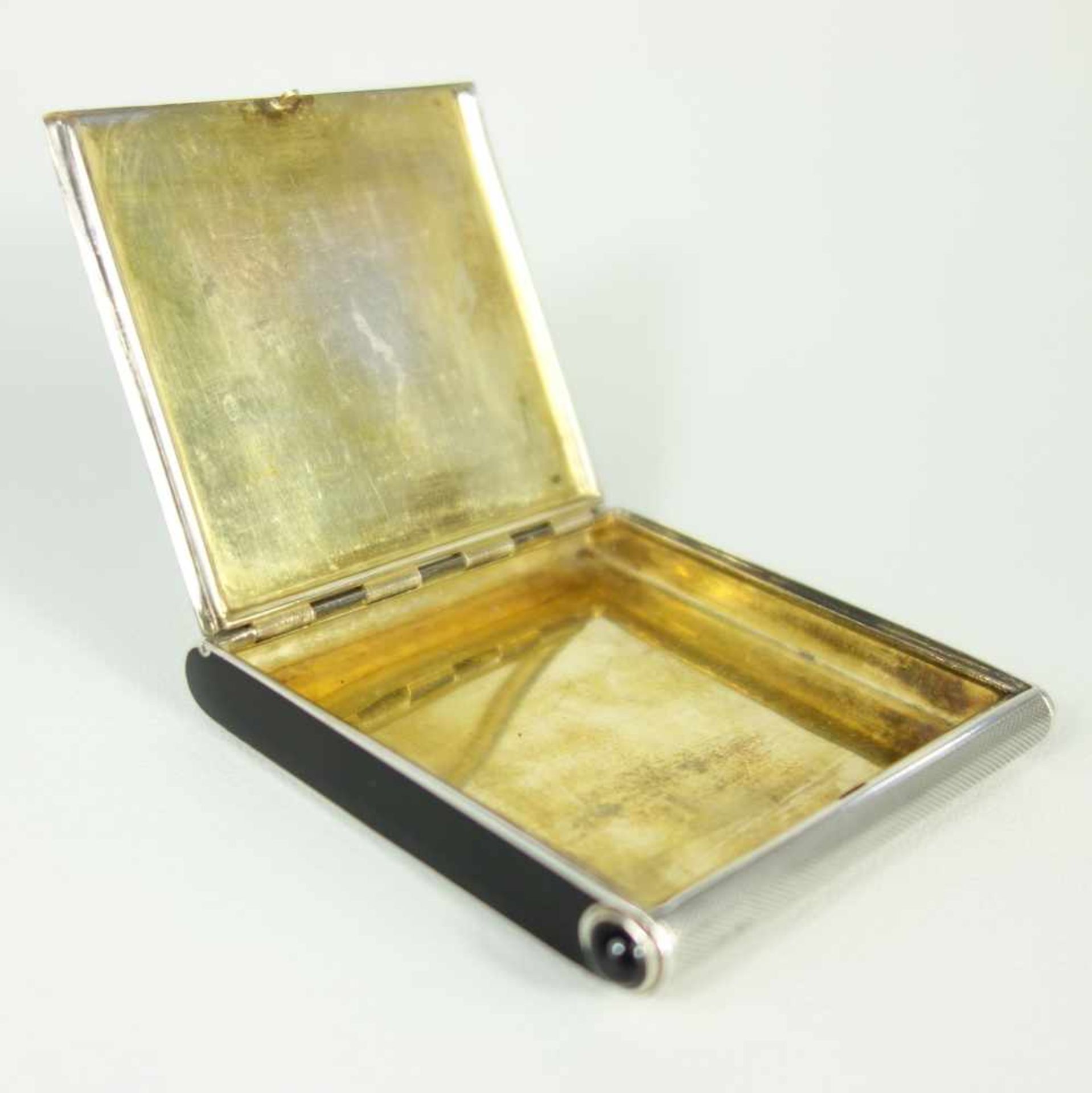 Art-Déco-Zigarettenetui, Dtl. 20er Jahre, 800er Silbermassives Etui mit Innenvergoldung, außen - Bild 4 aus 4