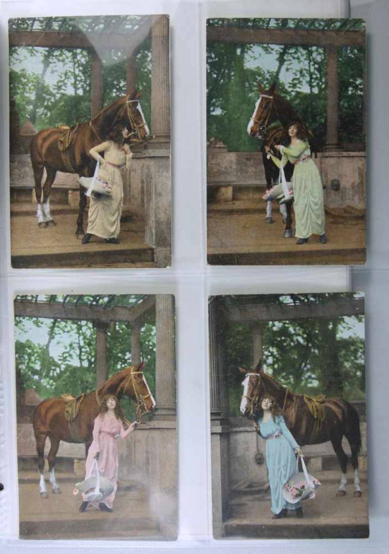 ca. 40 Ansichts- / Grußkarten, ca.1900 - 1920farbig, überwiegend Frauenfotos; dabei 6er Serie "Schön - Bild 3 aus 3