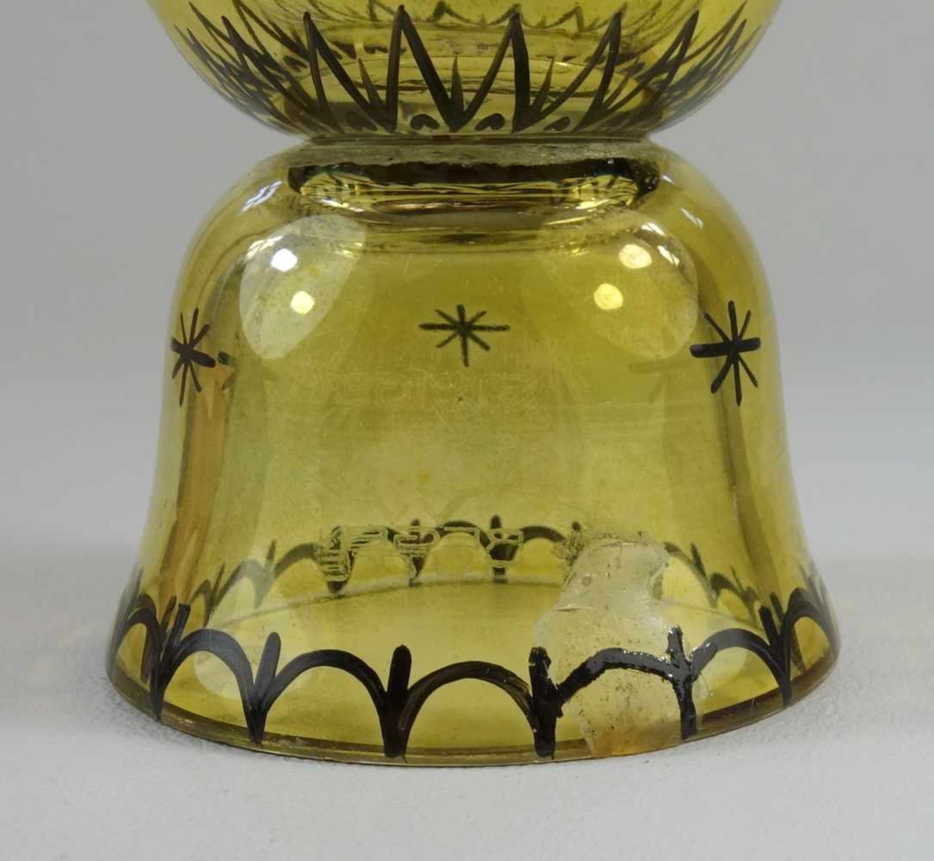 Weihnachtsbecher, 1924, Glashütte Wilhelm Steigerwald, Regenhüttegelb gebeiztes Glas, Hohlglasstand, - Bild 4 aus 4